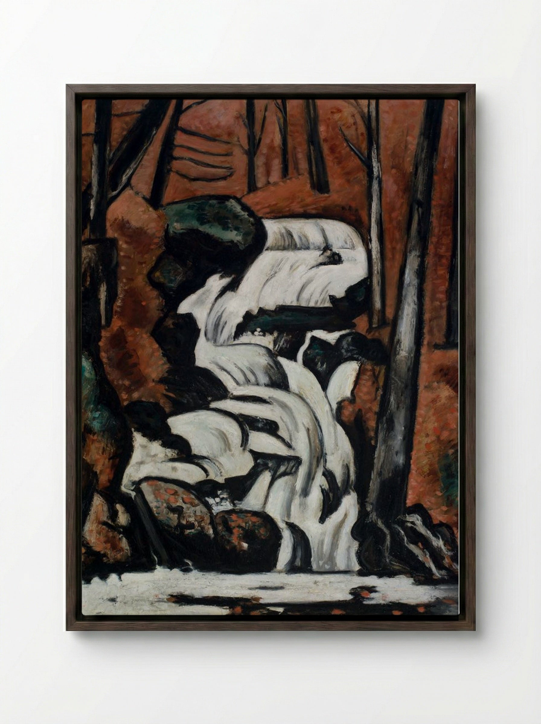 Smelt Brook Falls - Marsden Hartley - Framed Canvas Dark Wood