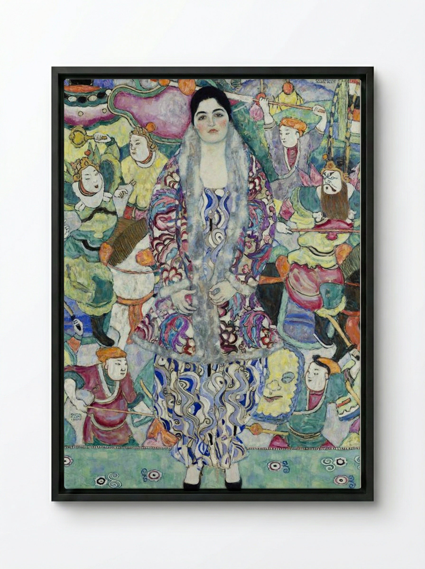 Portrait of Friederike Maria Beer - Gustav Klimt - Framed Canvas Black