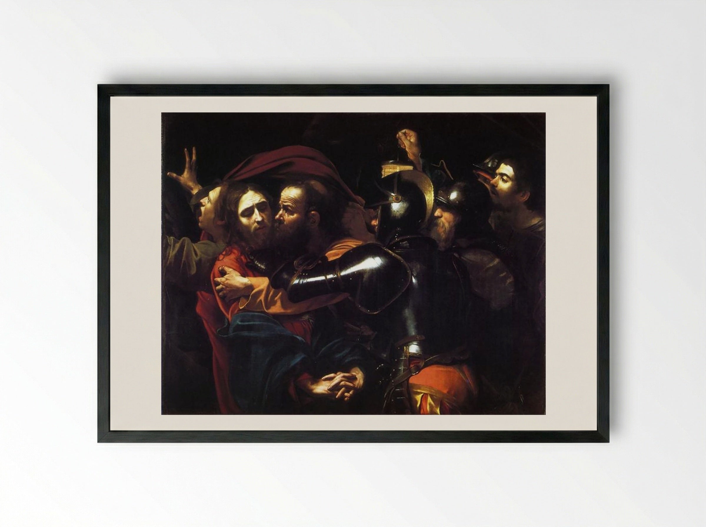The Taking of Christ - Michelangelo Merisi da Caravaggio - Framed Print Black
