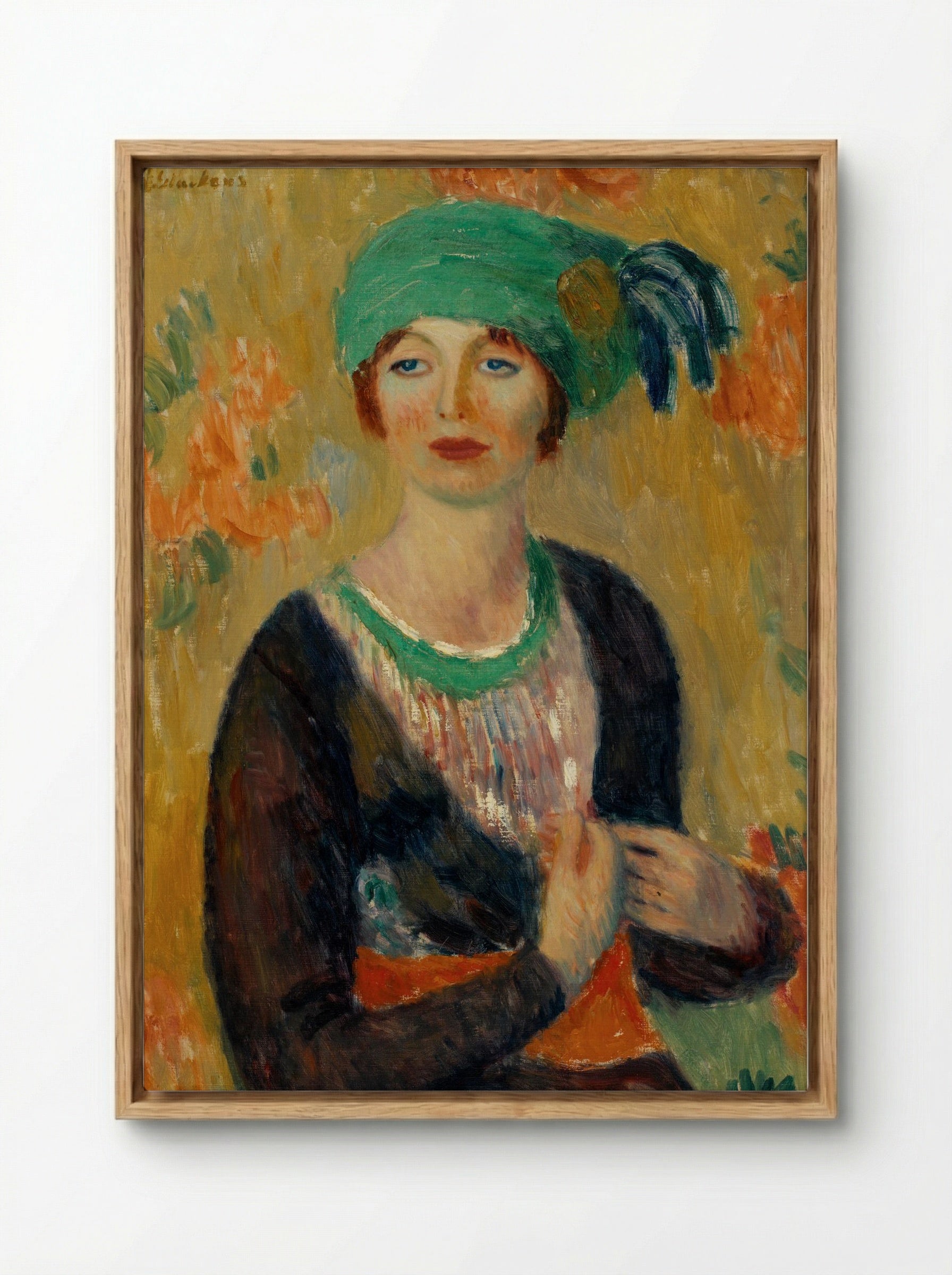 Girl in Green Turban - William James Glackens - Framed Canvas Wood