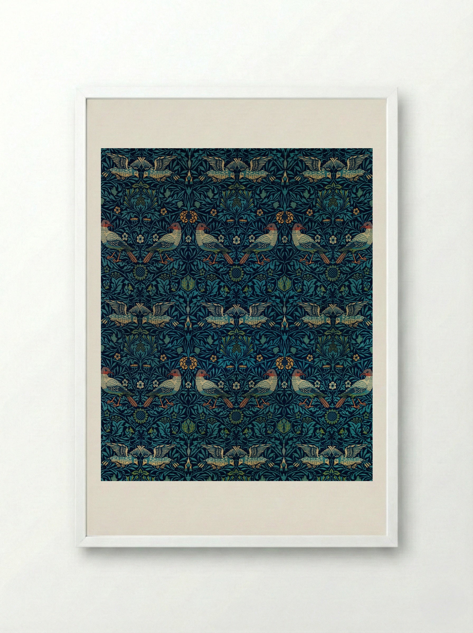 Bird and Anemone - William Morris - Framed Print White