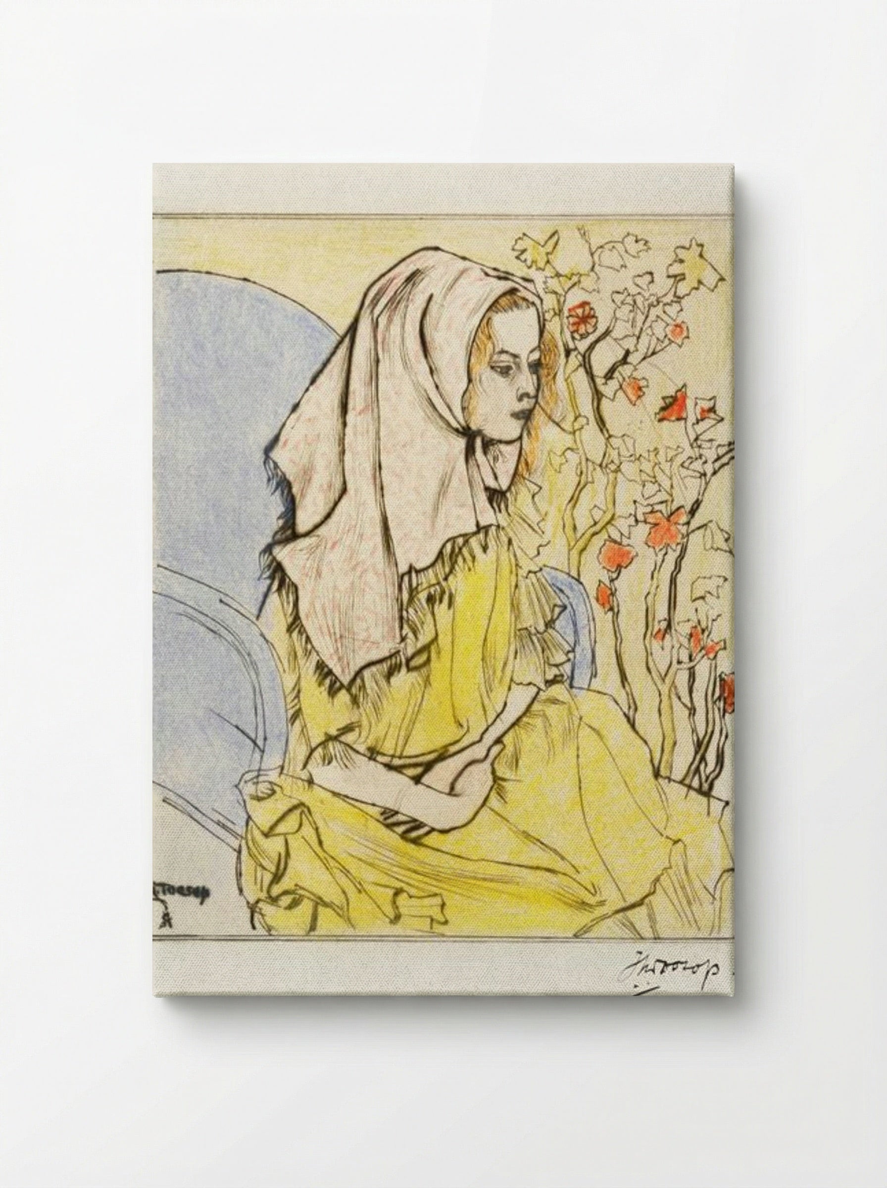 Charley Toorop with a Headscarf in an Armchair - Jan Toorop - Canvas