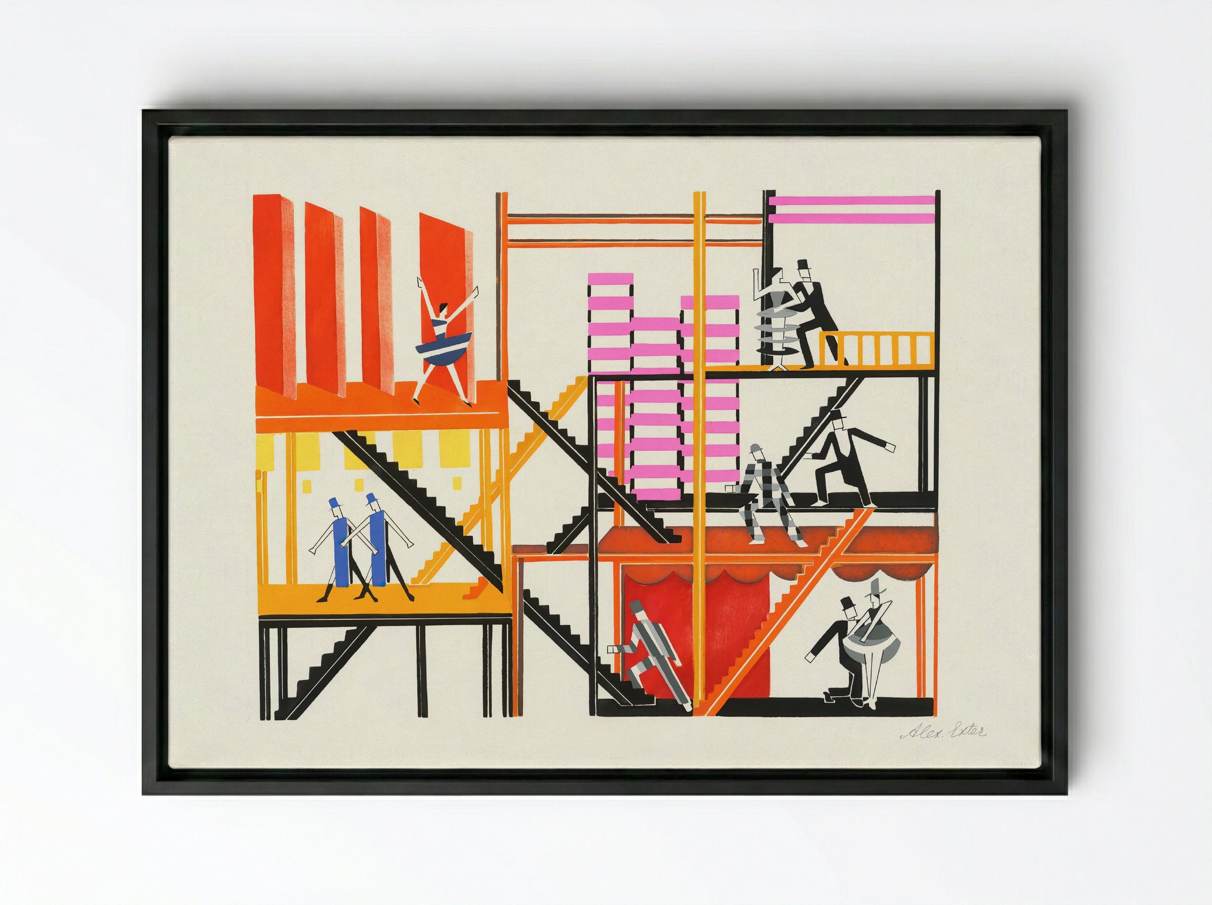 Maquettes de théâtre I-XV - Alexandra Exter - Framed Canvas Black