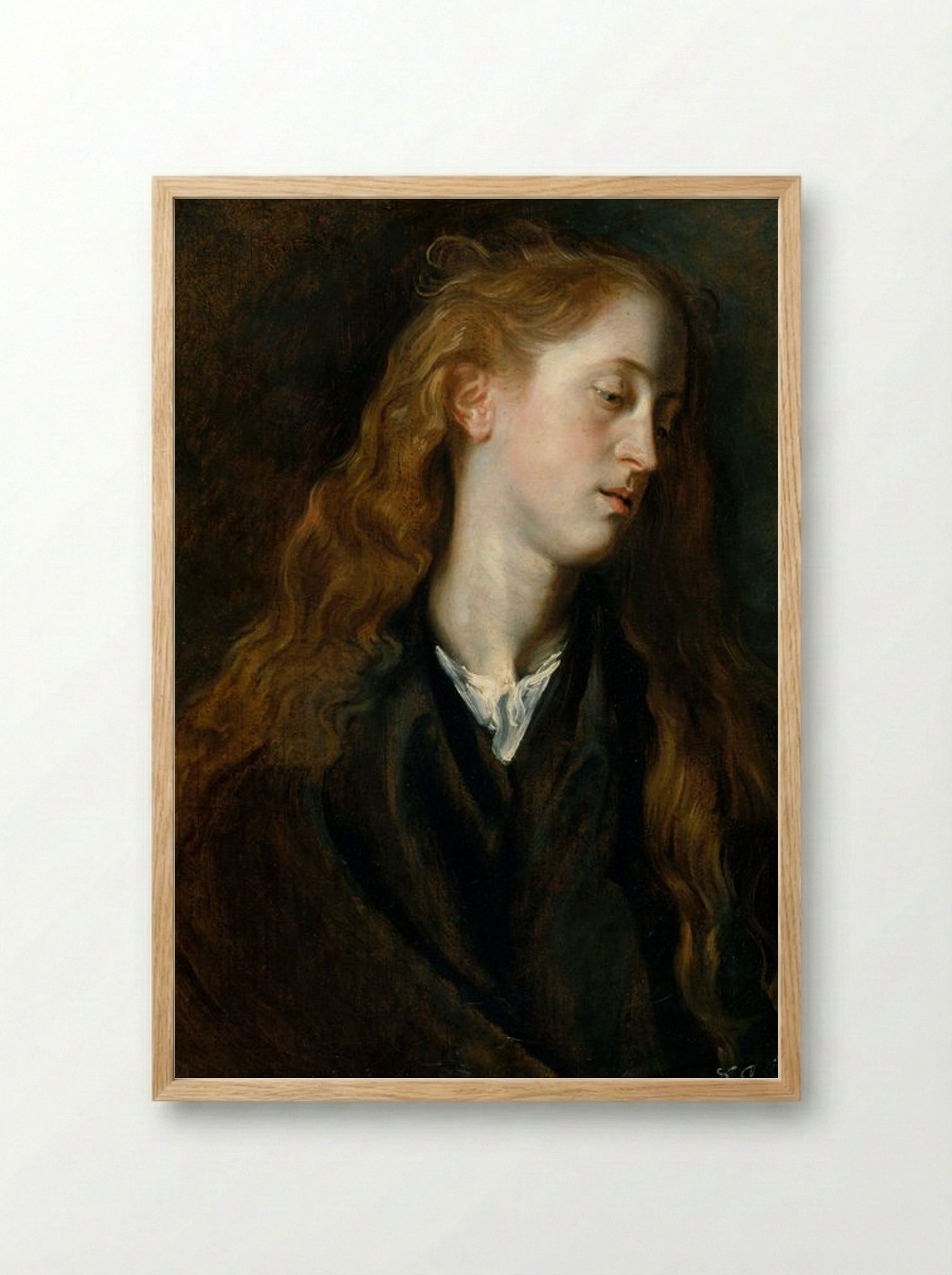 Study, Head of a Young Woman - Anthony van Dyck - Framed Print Wood