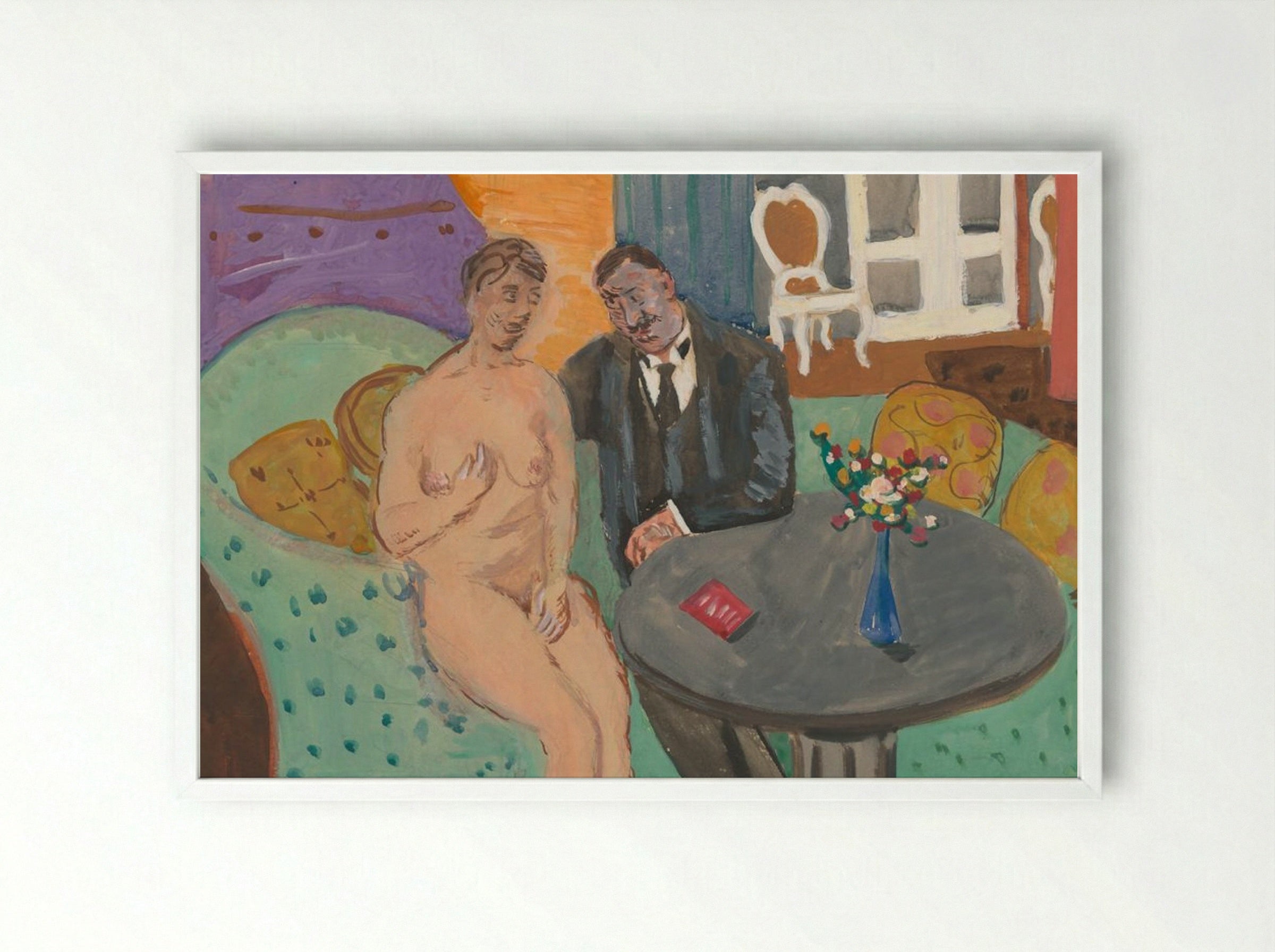 He and Sofa - Cyprián Majerník - Framed Print White