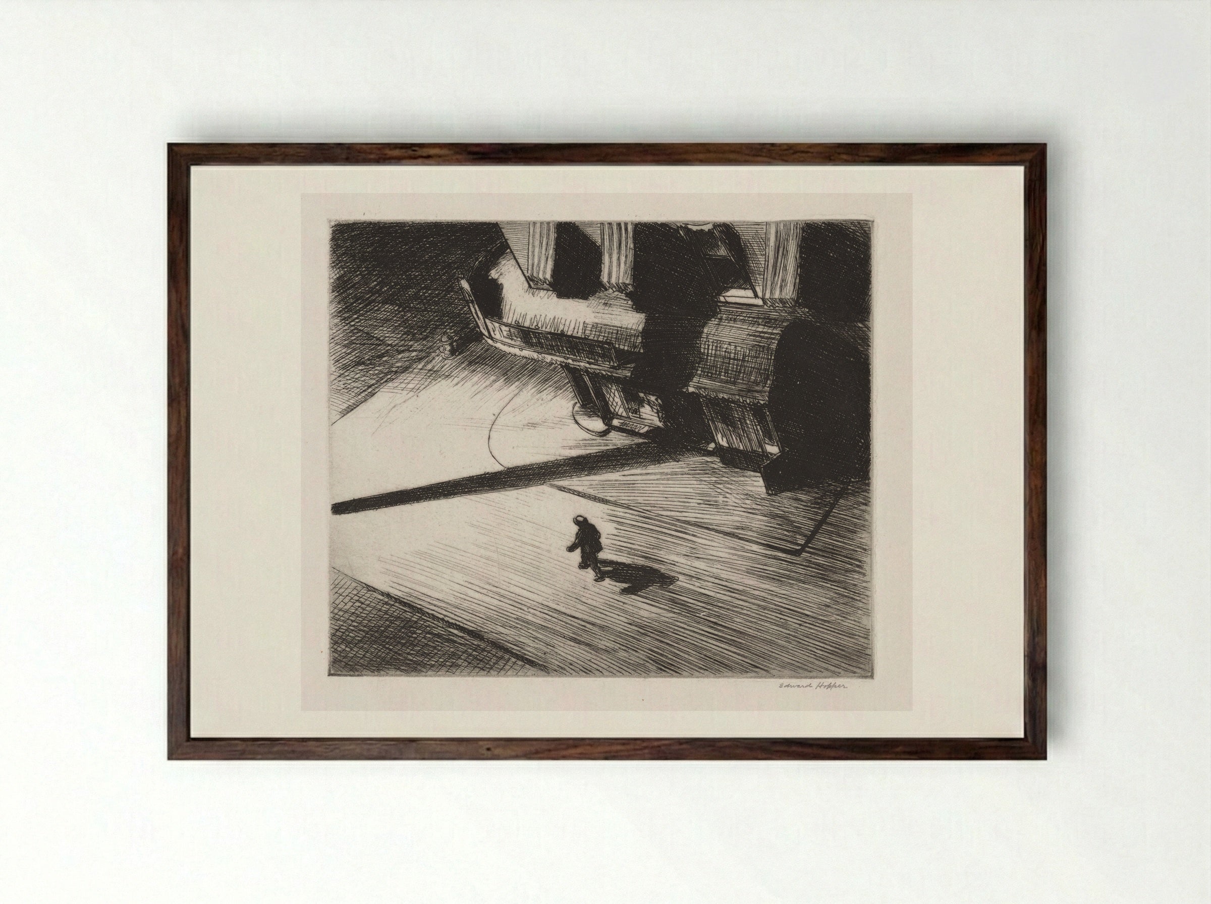 Night Shadows - Edward Hopper - Framed Print Dark Wood