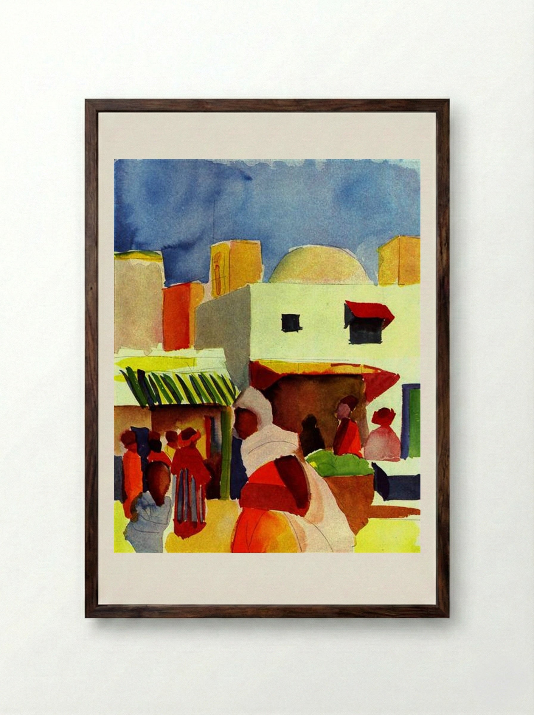 Market in Algiers - August Macke - Framed Print Dark Wood