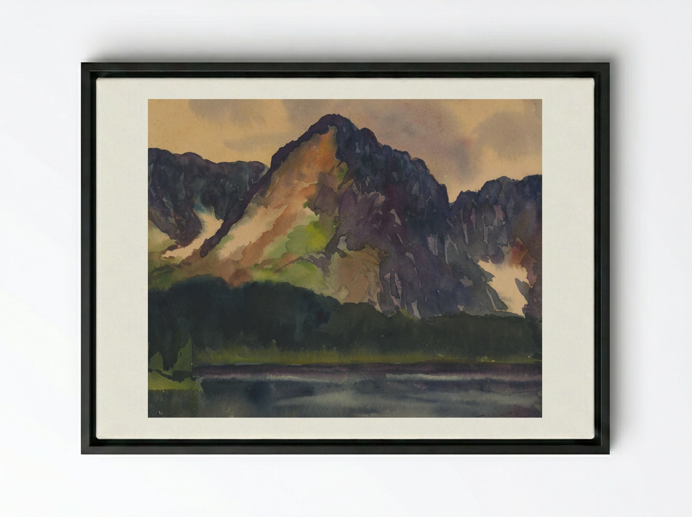 Rocky Hills Above River - Zolo Palugyay - Framed Canvas Black
