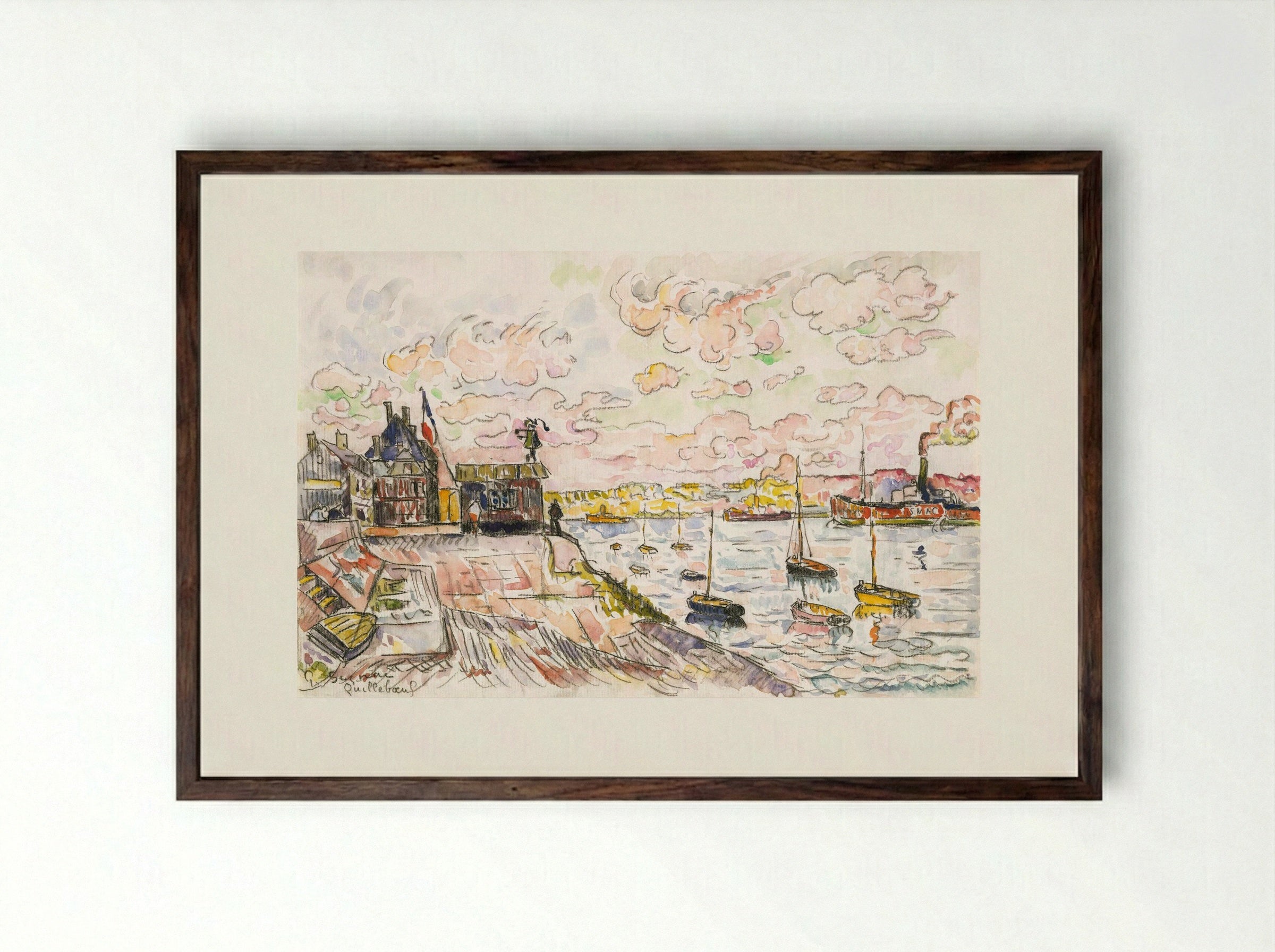 Quilleboeuf - Paul Signac - Framed Print Dark Wood