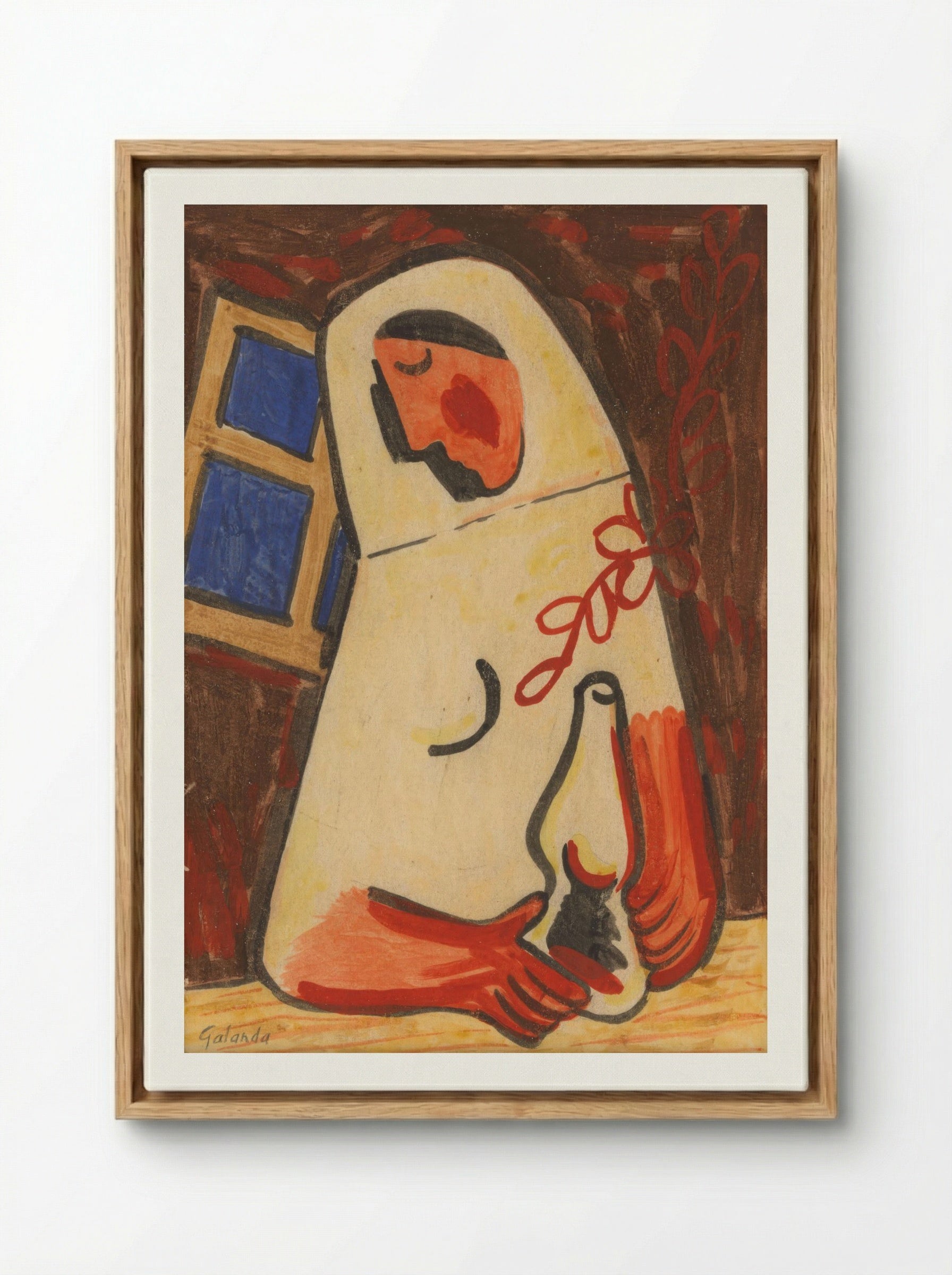 Sitting Woman - Mikuláš Galanda - Framed Canvas Wood