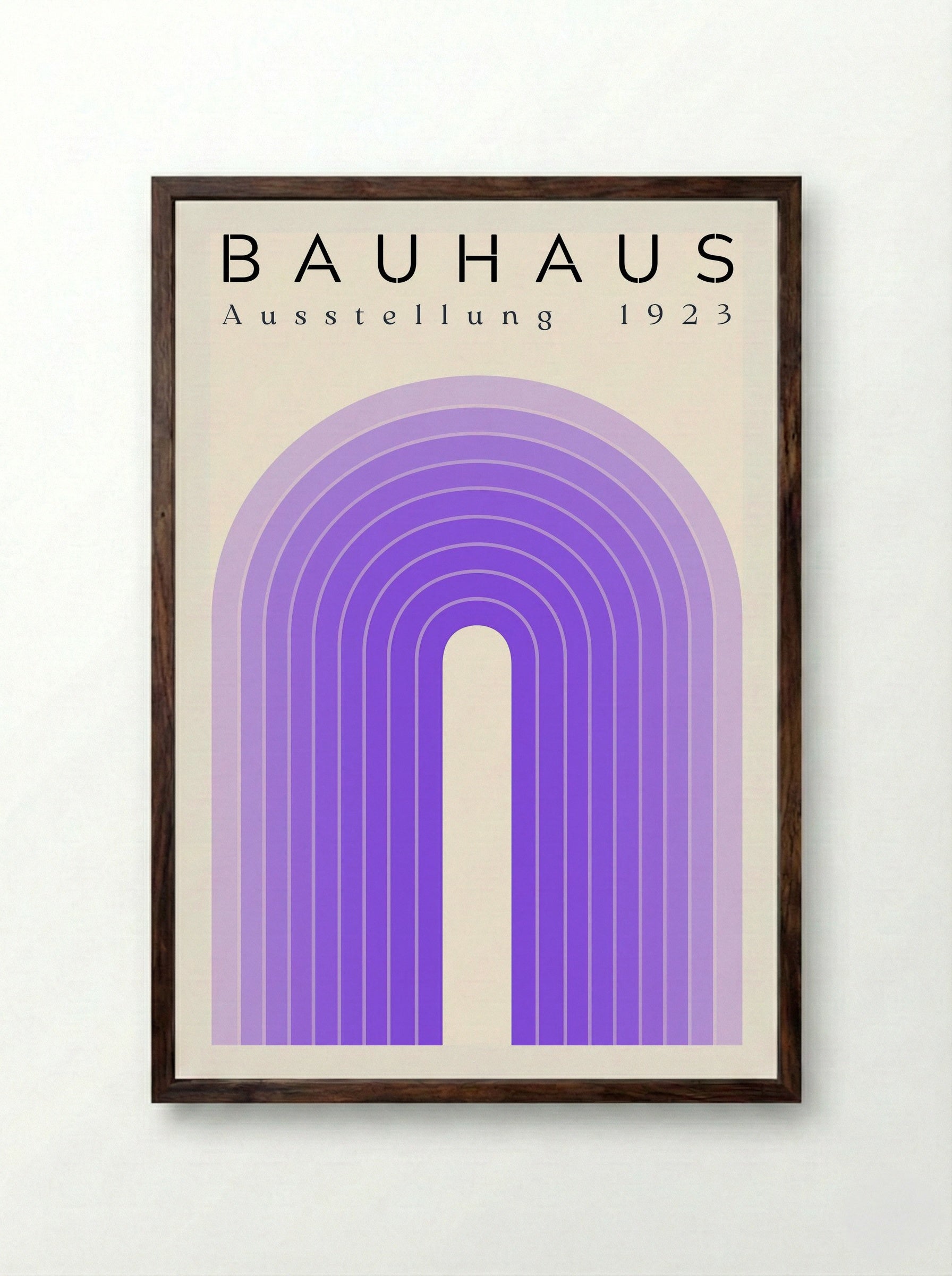Bauhaus Violet Arch – 1923 Exhibition Poster - Framed Print Dark Wood