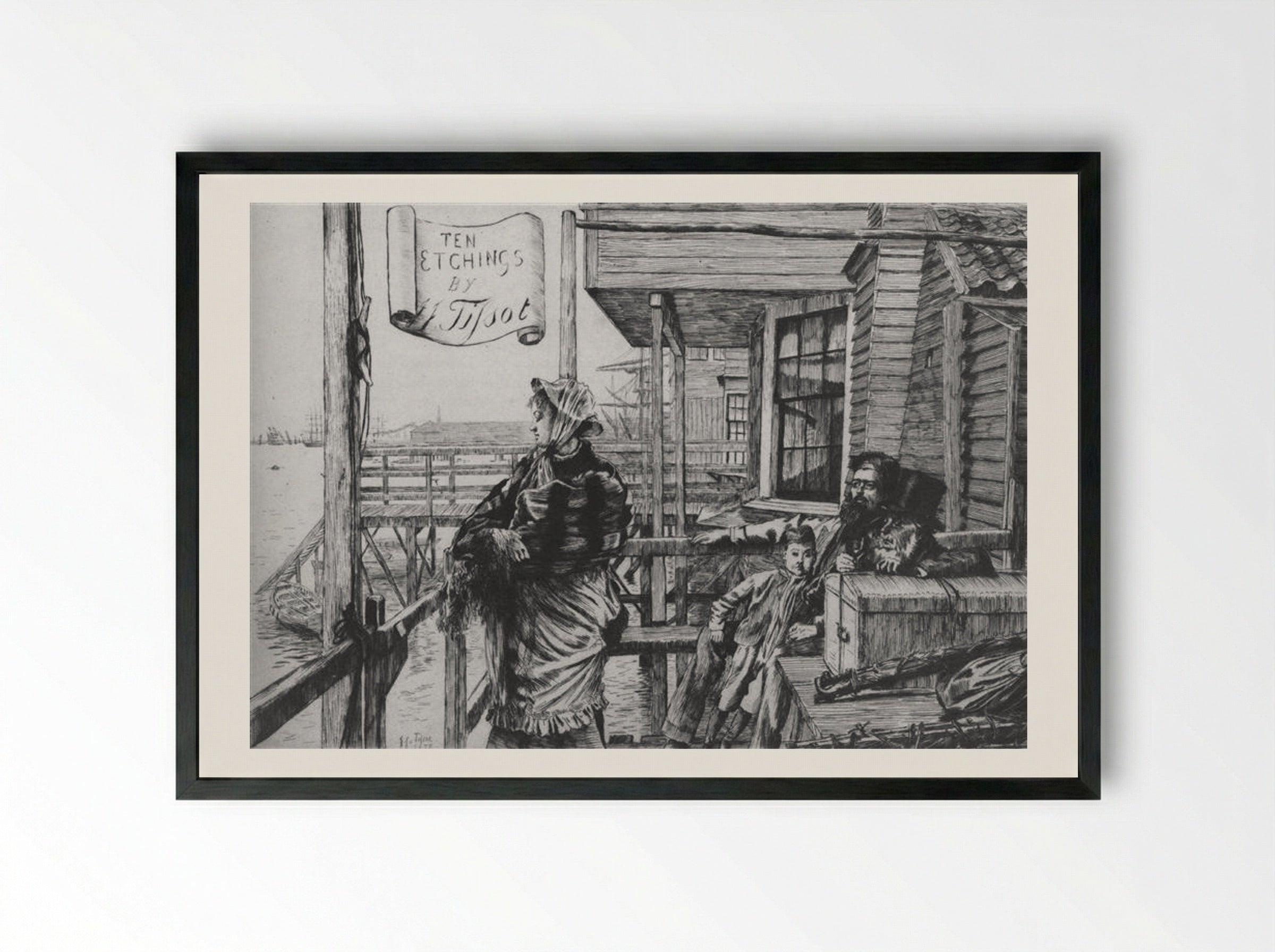 The Inn of the Three Ravens - James Tissot - Framed Print Black