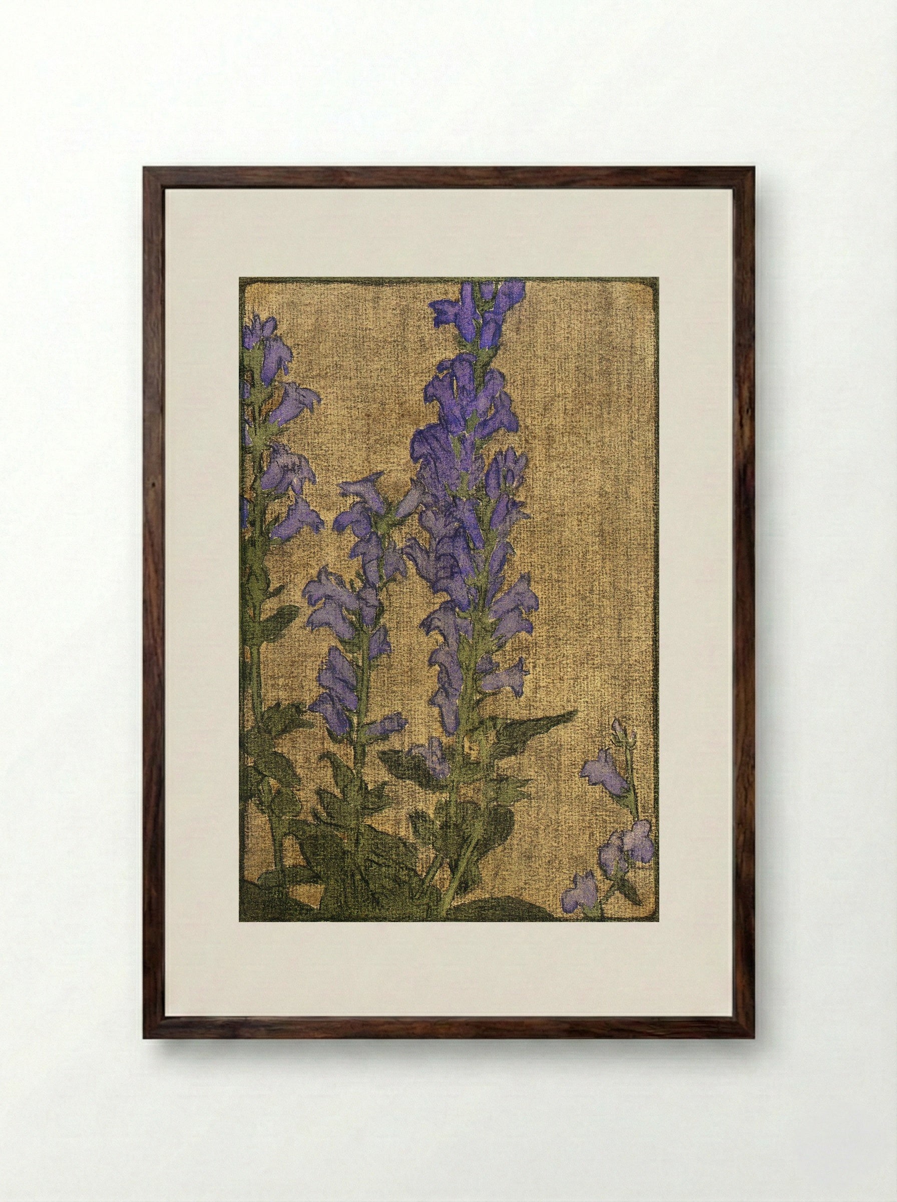 Delphinium - Hannah Borger Overbeck - Framed Print Dark Wood
