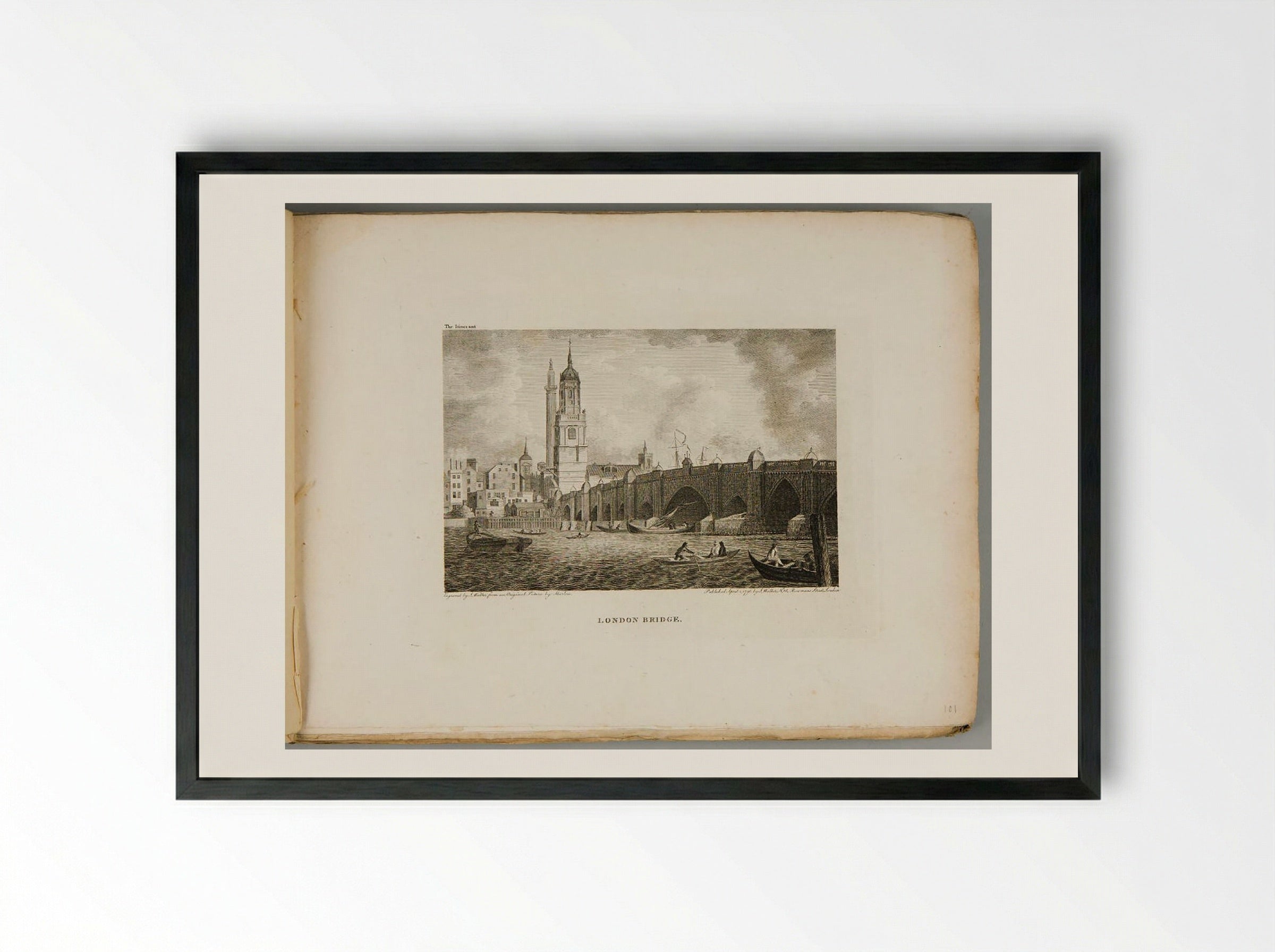 London Bridge, from The Copper Plate Magazine - John Walker - Framed Print Black