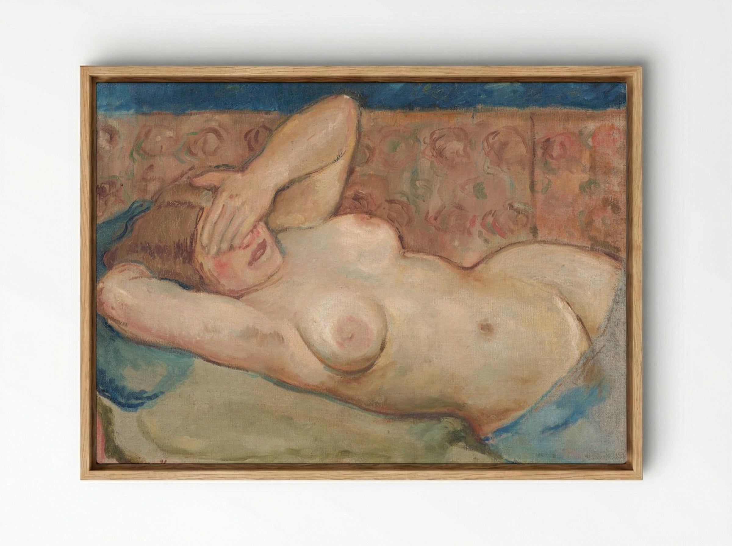 Reclining Nude ('Shy') - Cyprián Majerník - Framed Canvas Wood