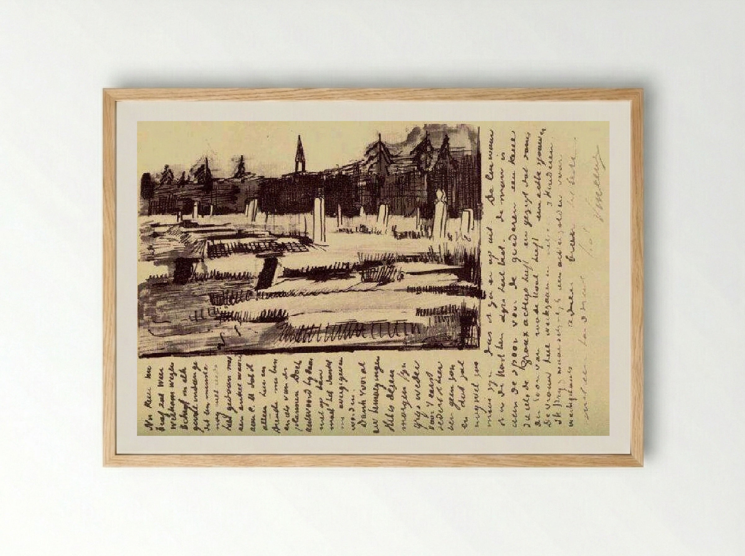 Cemetery at Nuenen in the Snow - Vincent van Gogh - Framed Print Wood