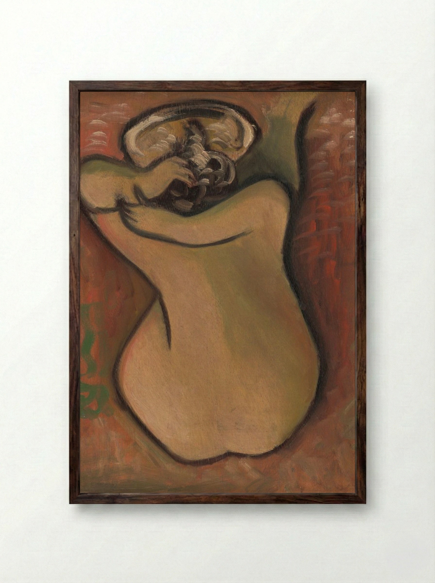 Woman Washing Herself - Mikuláš Galanda - Framed Print Dark Wood