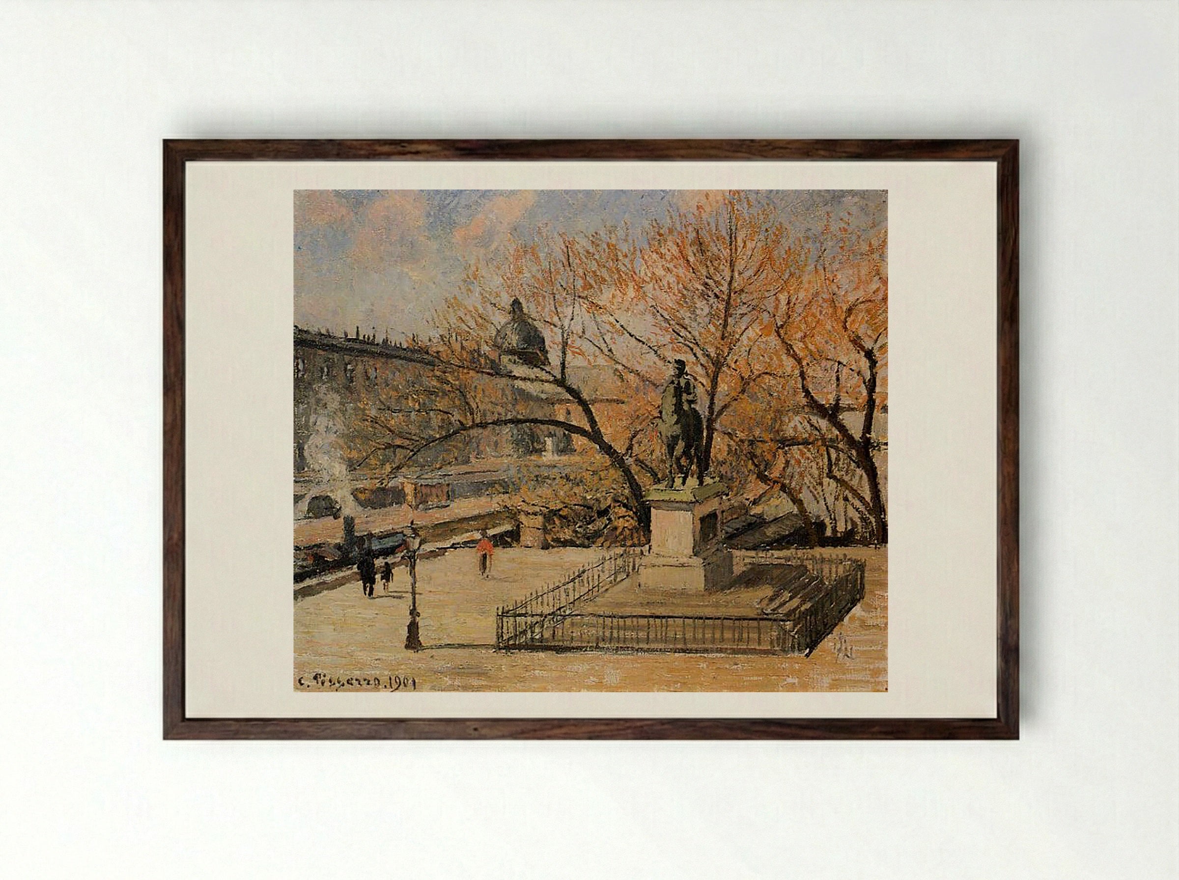 The Pont Neuf - Camille Pissarro - Framed Print Dark Wood