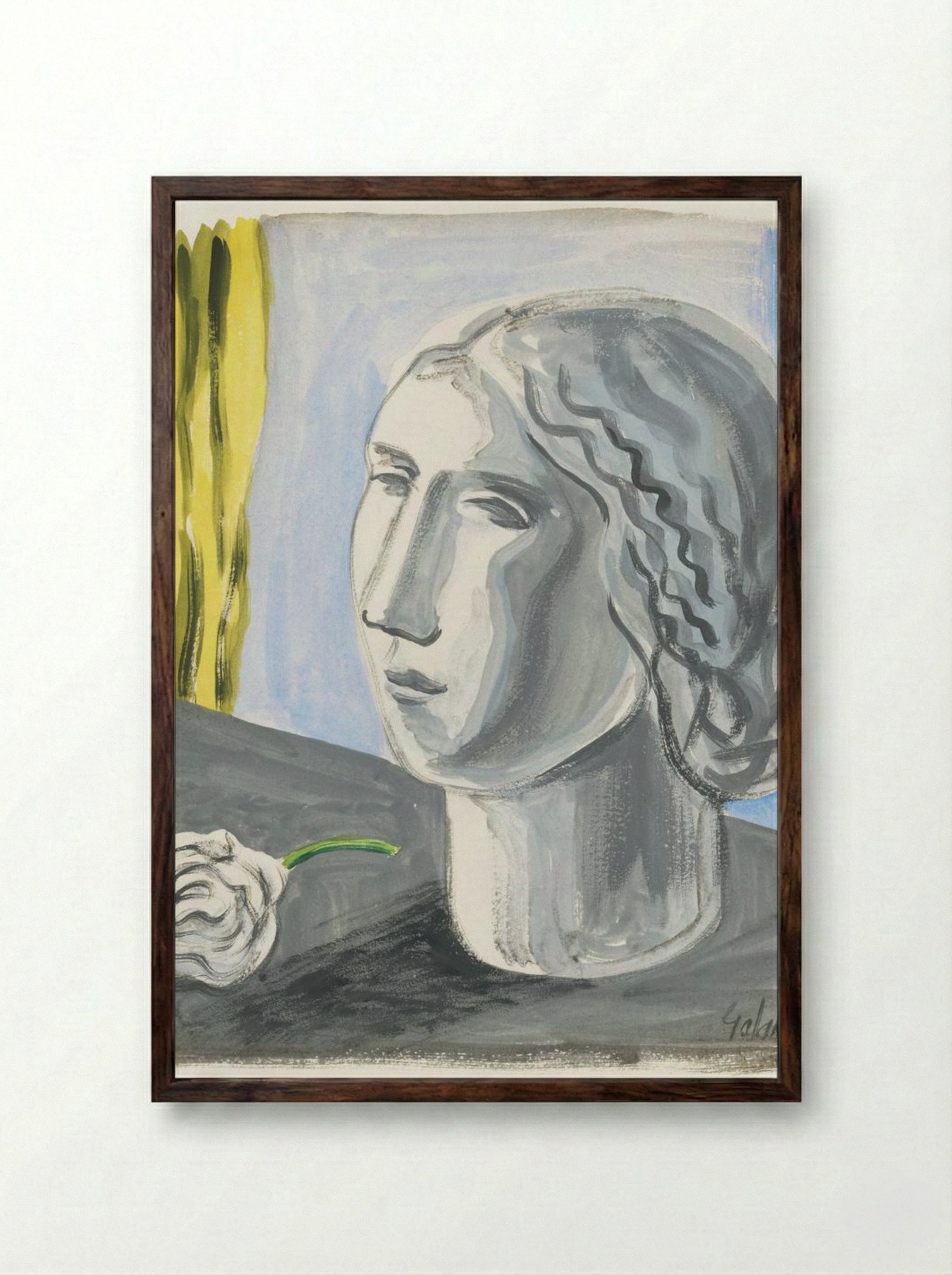 Fragment of Female Head - Mikuláš Galanda - Framed Print Dark Wood
