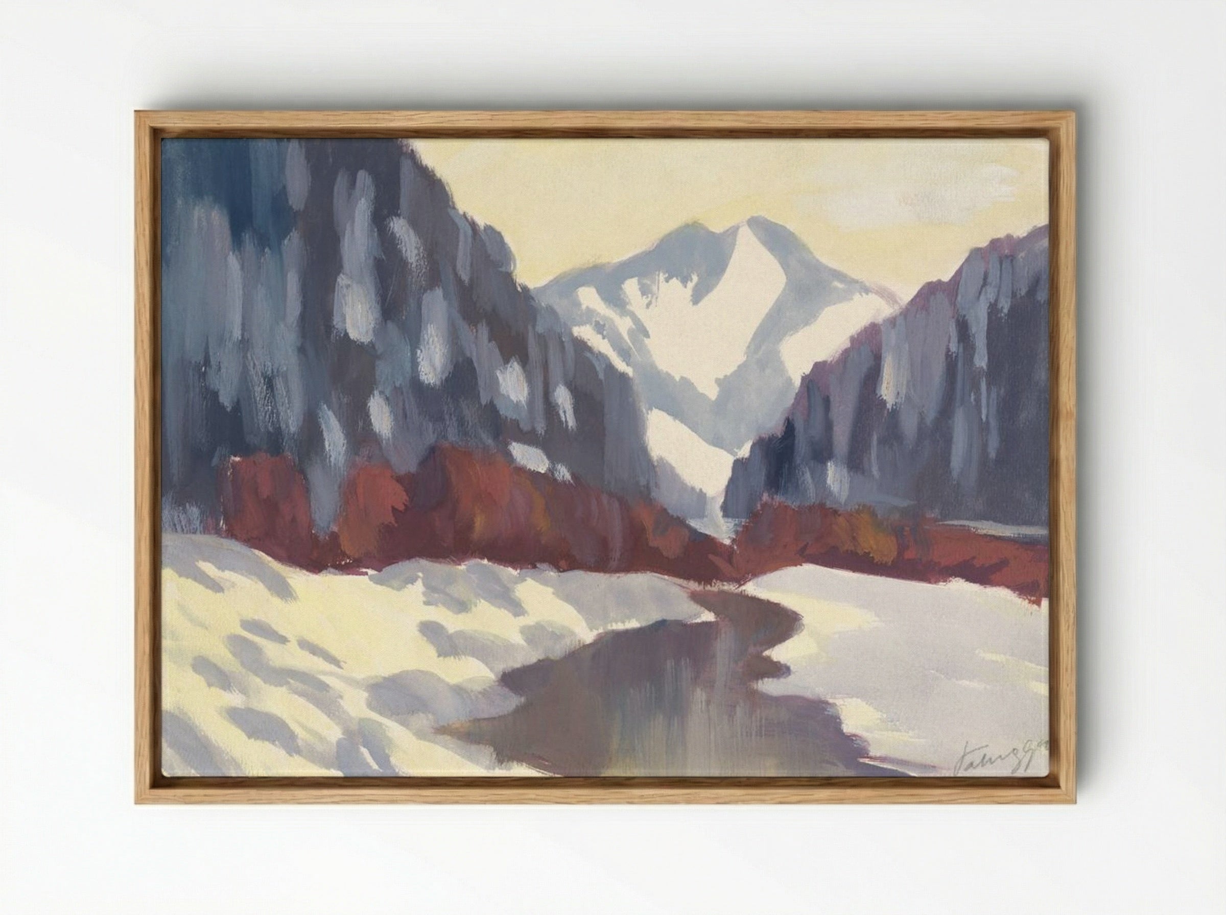 Brook in the Winter - Zolo Palugyay - Framed Canvas Wood