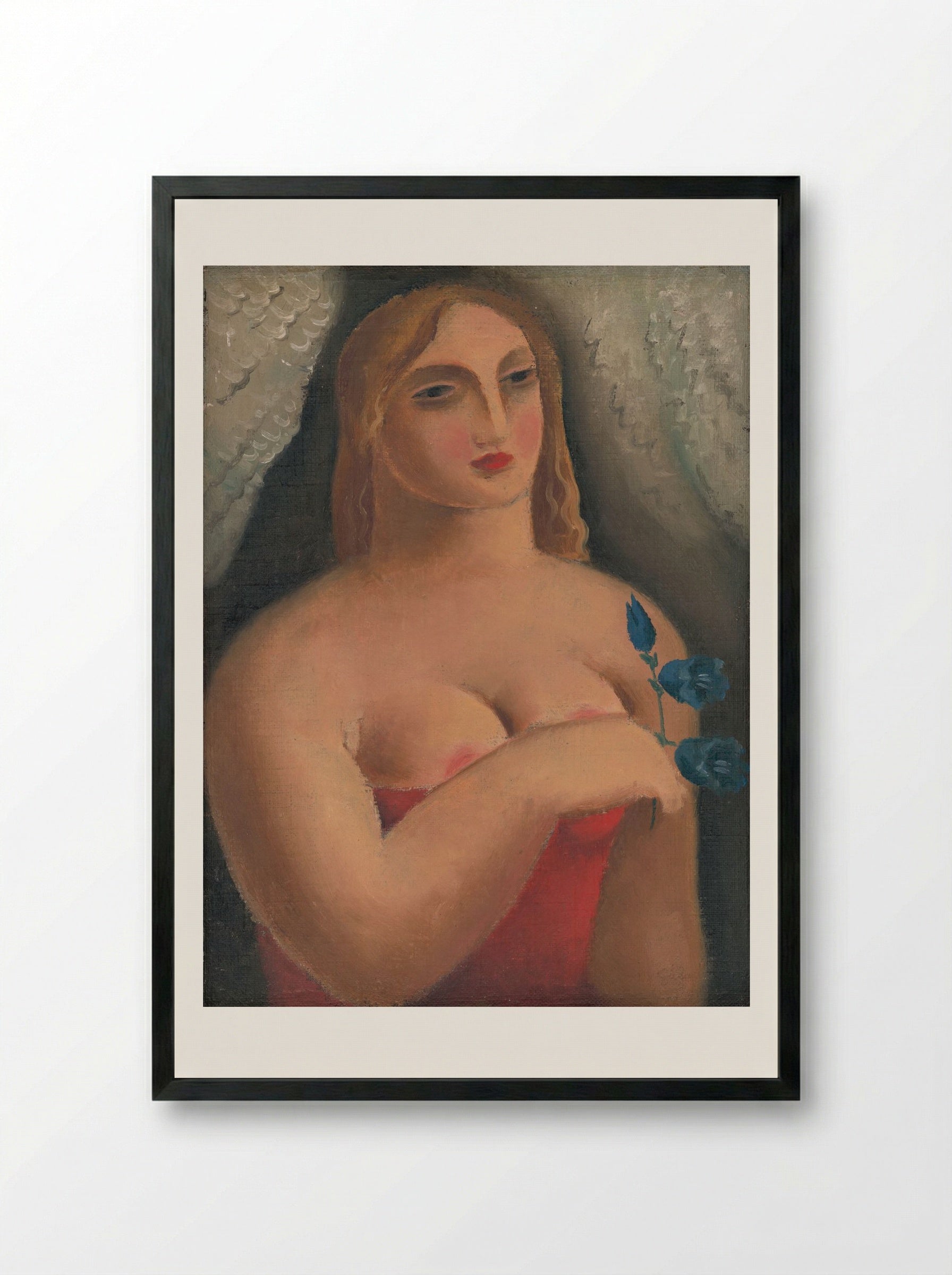 Woman with Bellflowers - Mikuláš Galanda - Framed Print Black