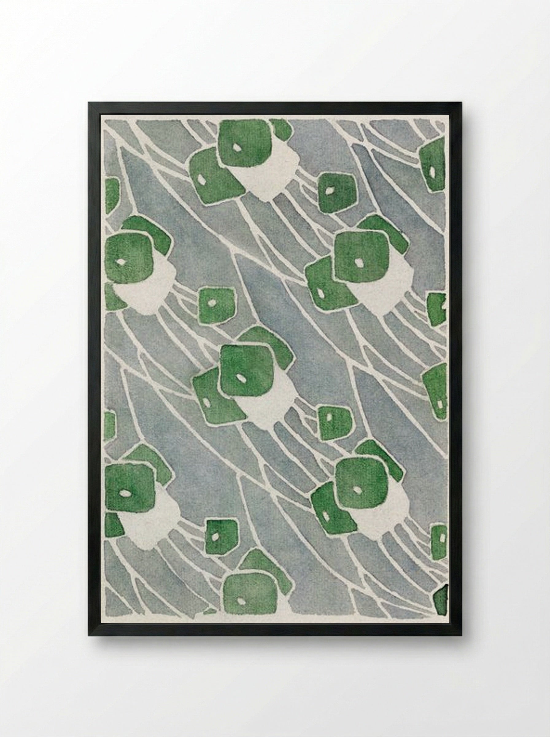 Green Geometric - Hannah Borger Overbeck - Framed Print Black