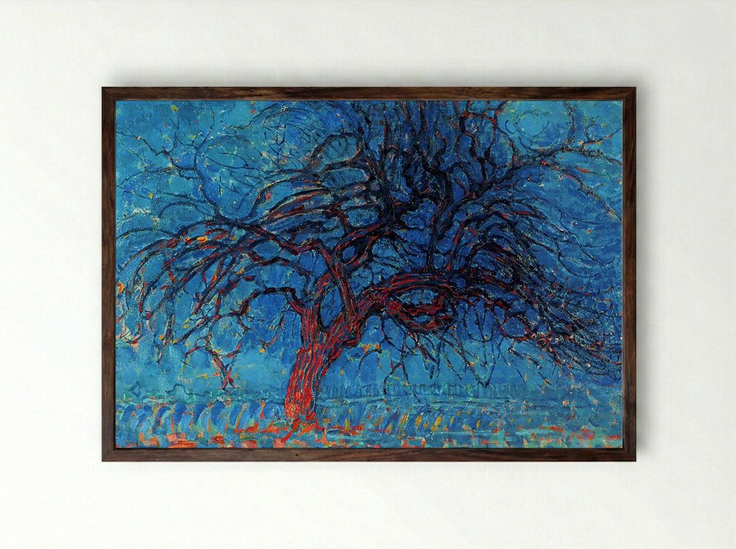 Avond (Evening): The Red Tree - Piet Mondrian - Framed Print Dark Wood