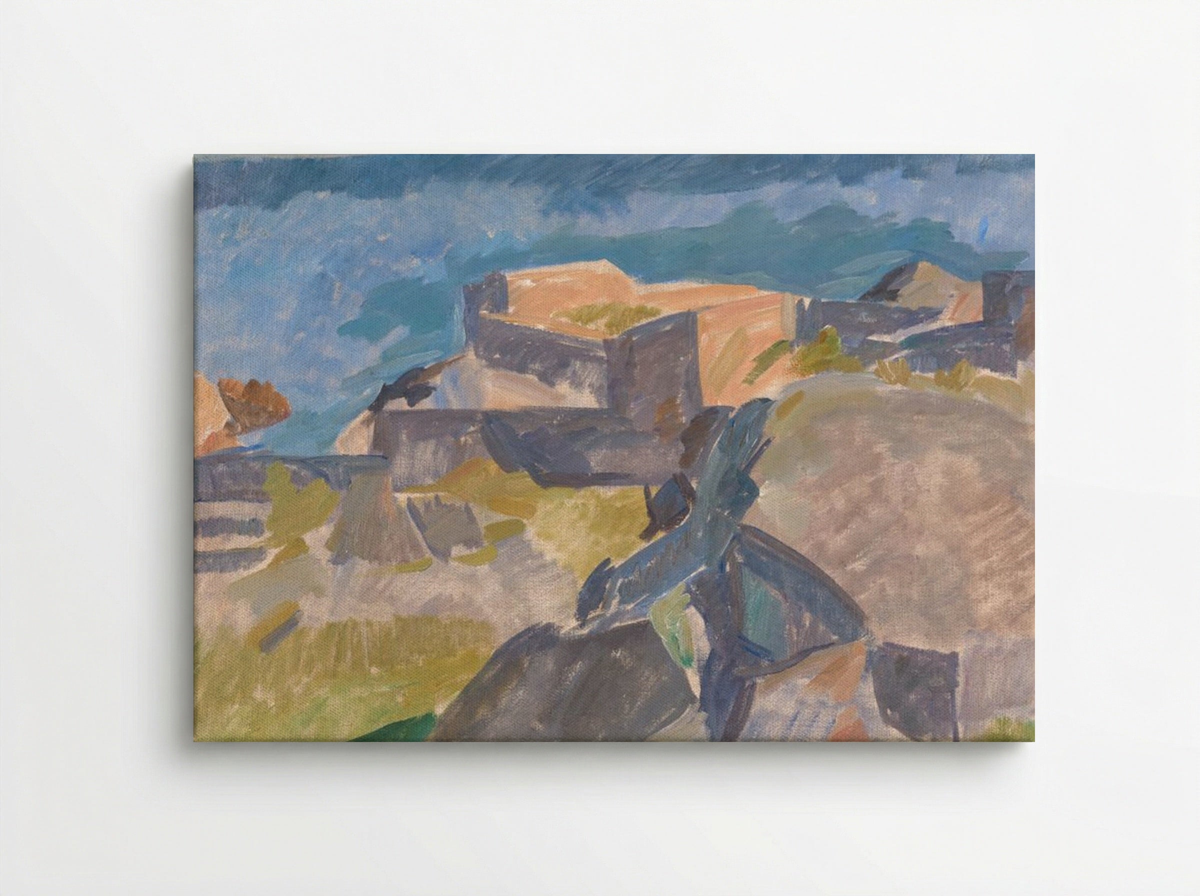 Coastal View with Buildings - Edvard Weie - Canvas