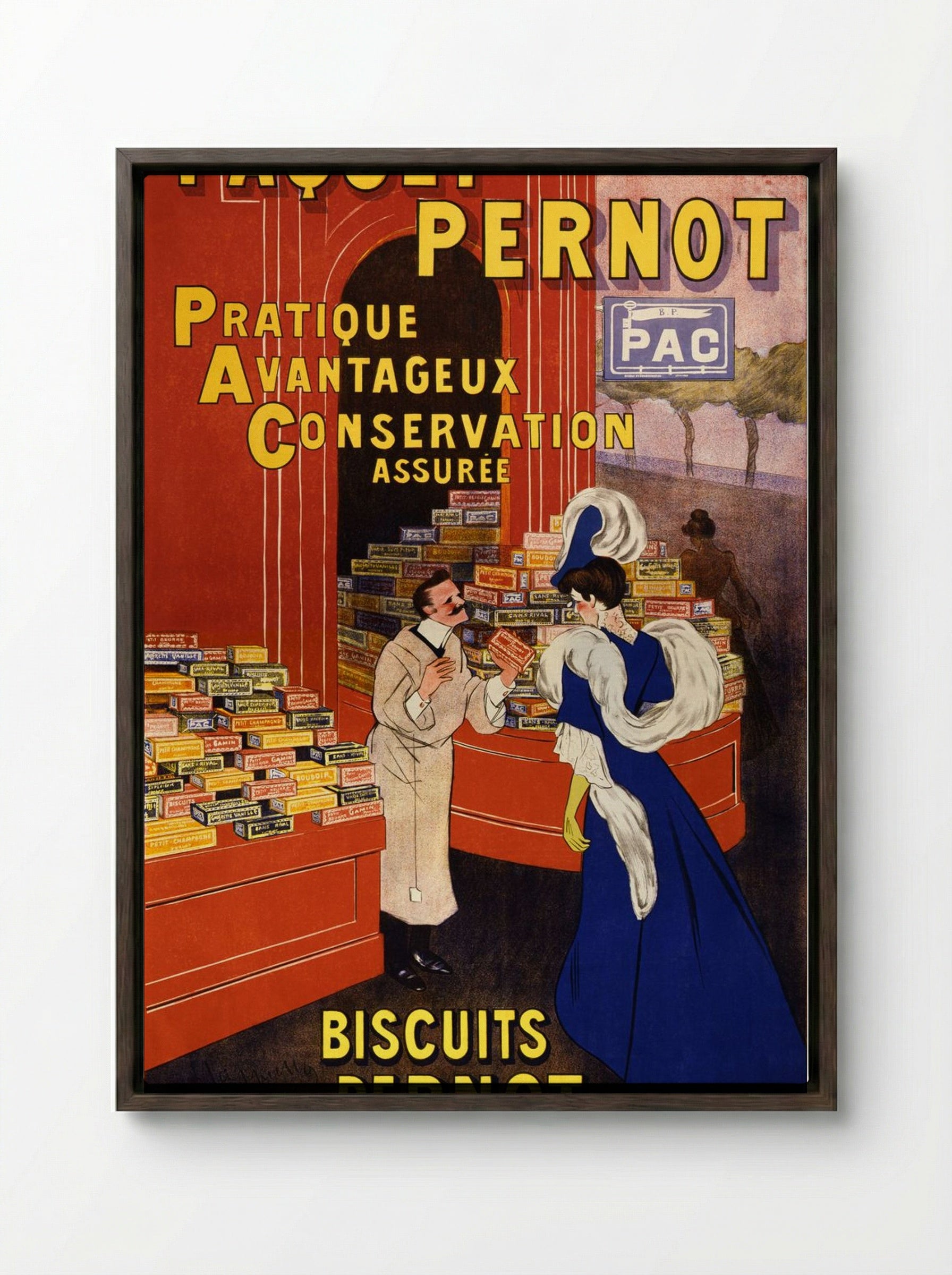 Paquet Pernot Biscuits Pernot - Leonetto Cappiello - Framed Canvas Dark Wood