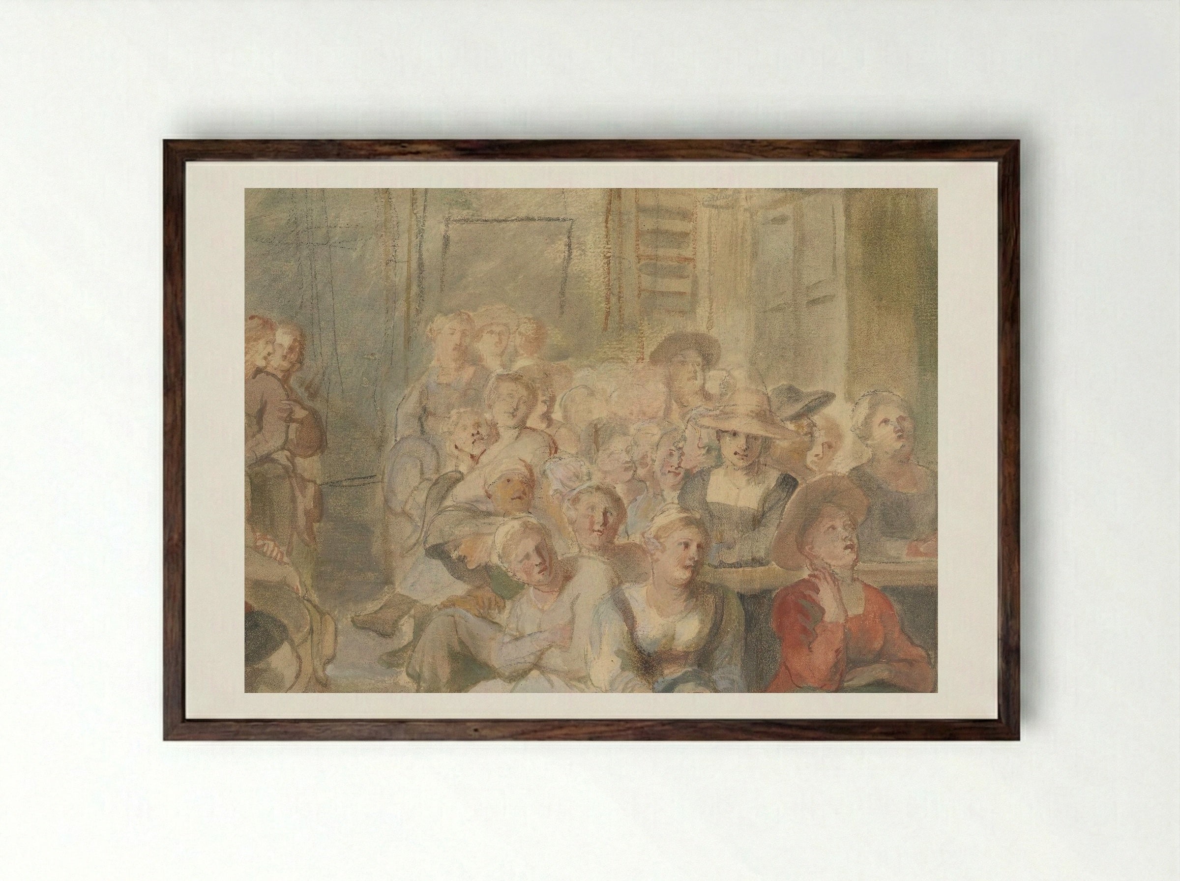 A Sermon in a Village Church - Peter Paul Rubens - Framed Print Dark Wood