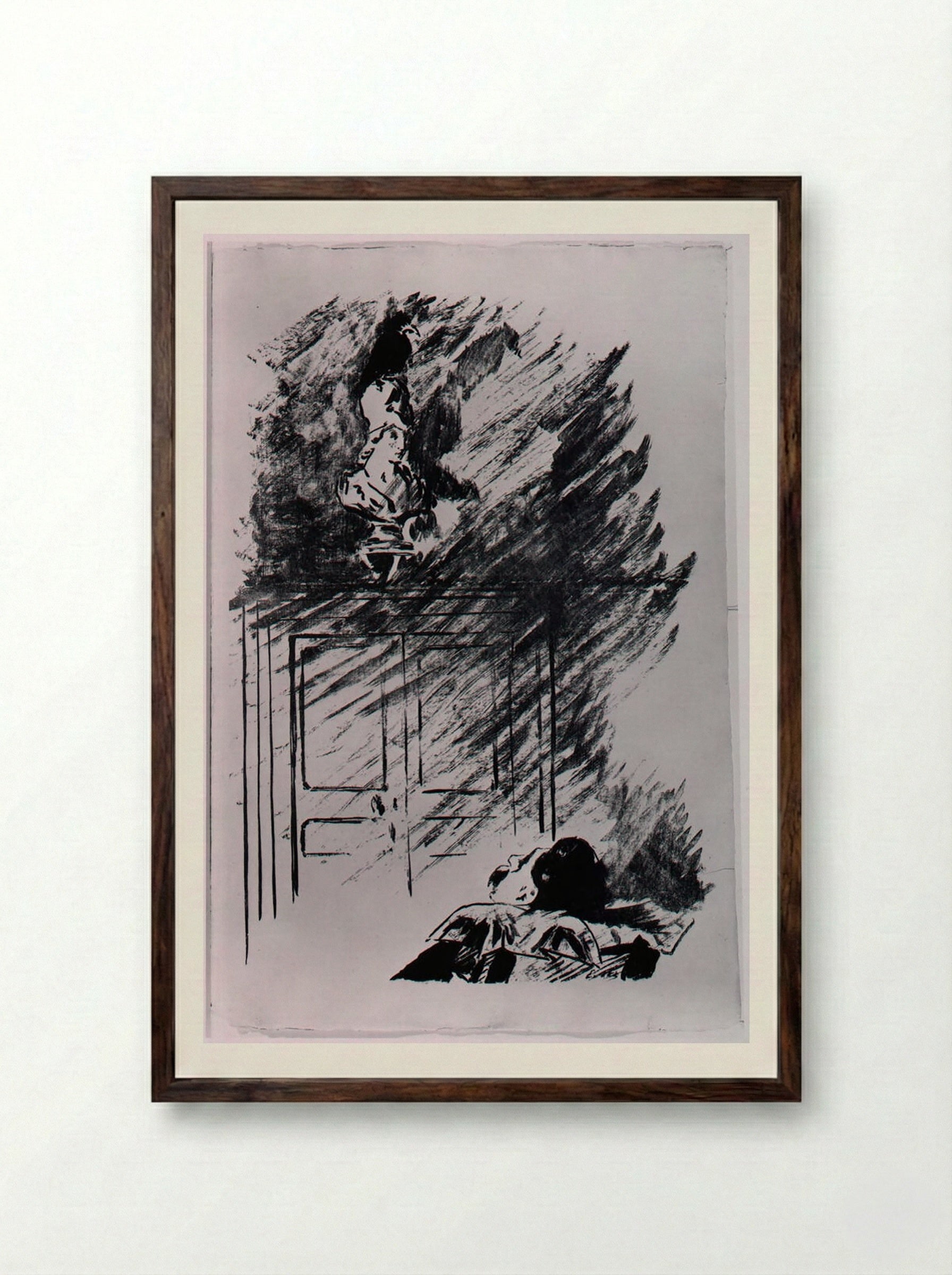 The Raven on the Bust of Pallas Athena - Édouard Manet - Framed Print Dark Wood
