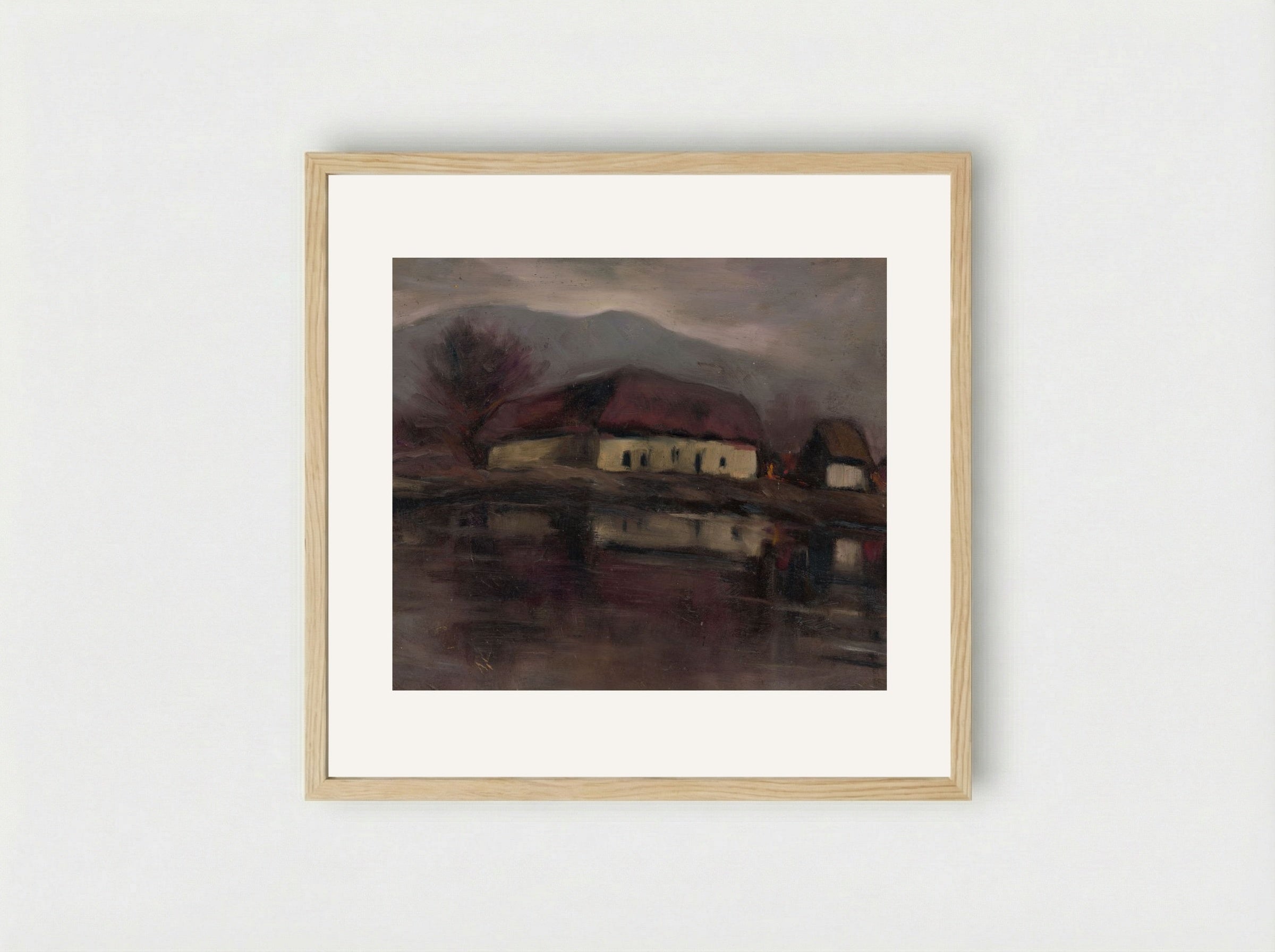 Sketch of a Landscape with a Lake - Zolo Palugyay - Framed Print Wood