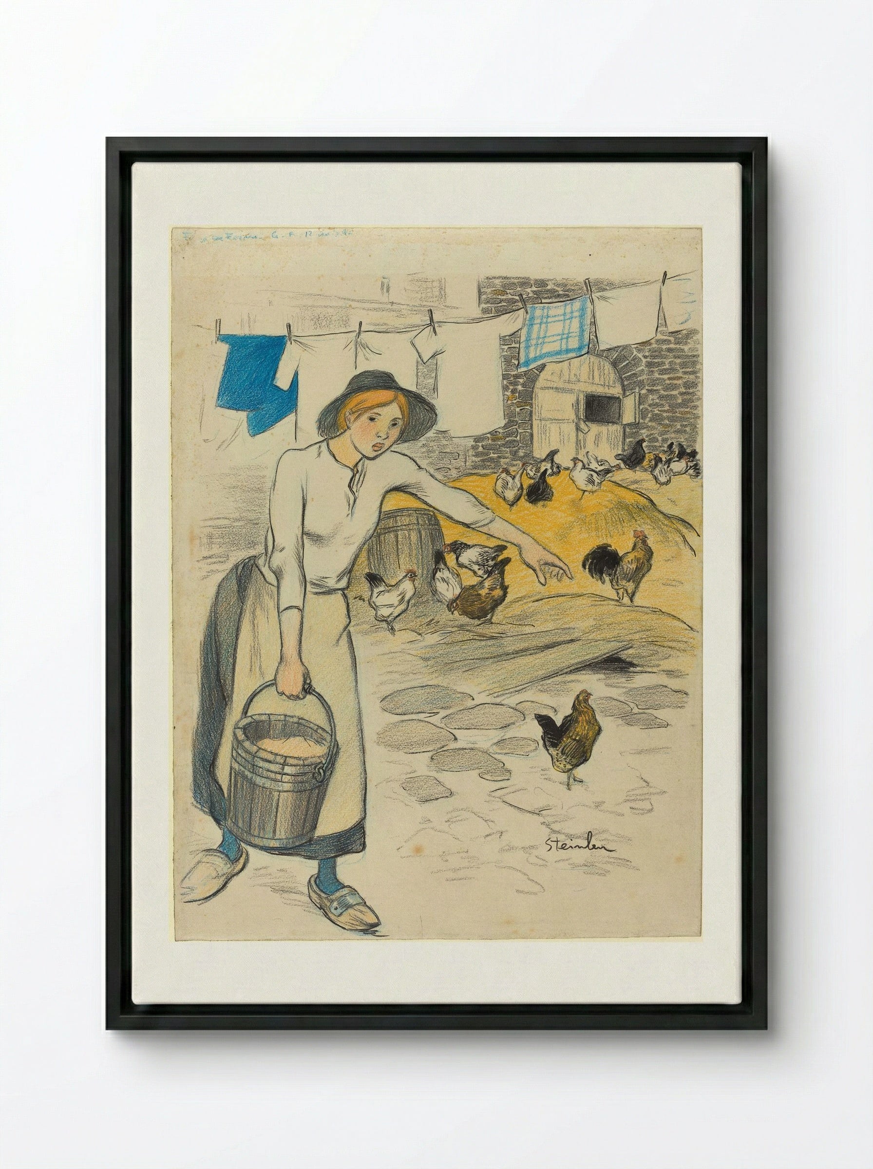 Fille de Ferme - Théophile Alexandre Steinlen - Framed Canvas Black