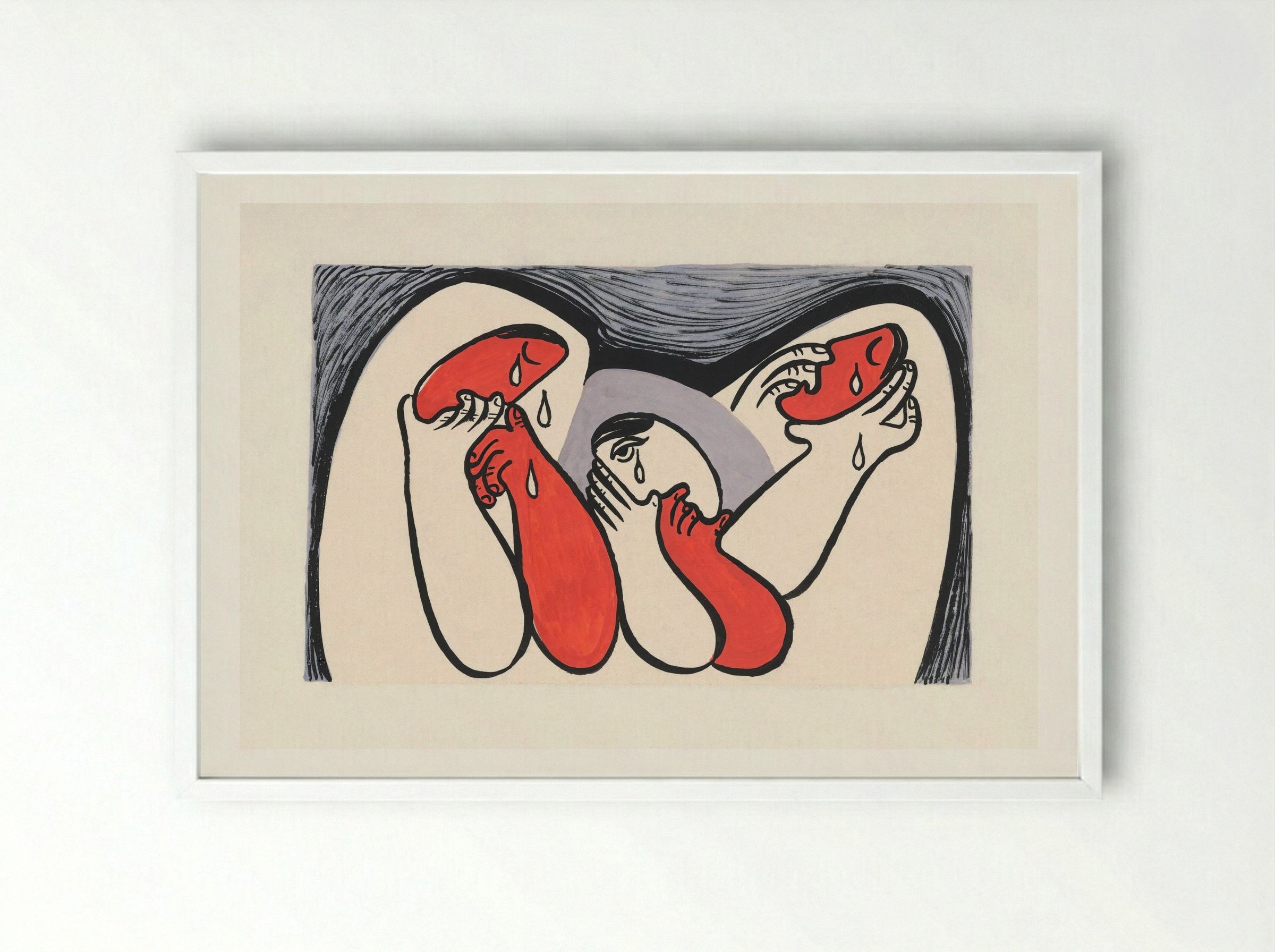 Crying Women - Mikuláš Galanda - Framed Print White