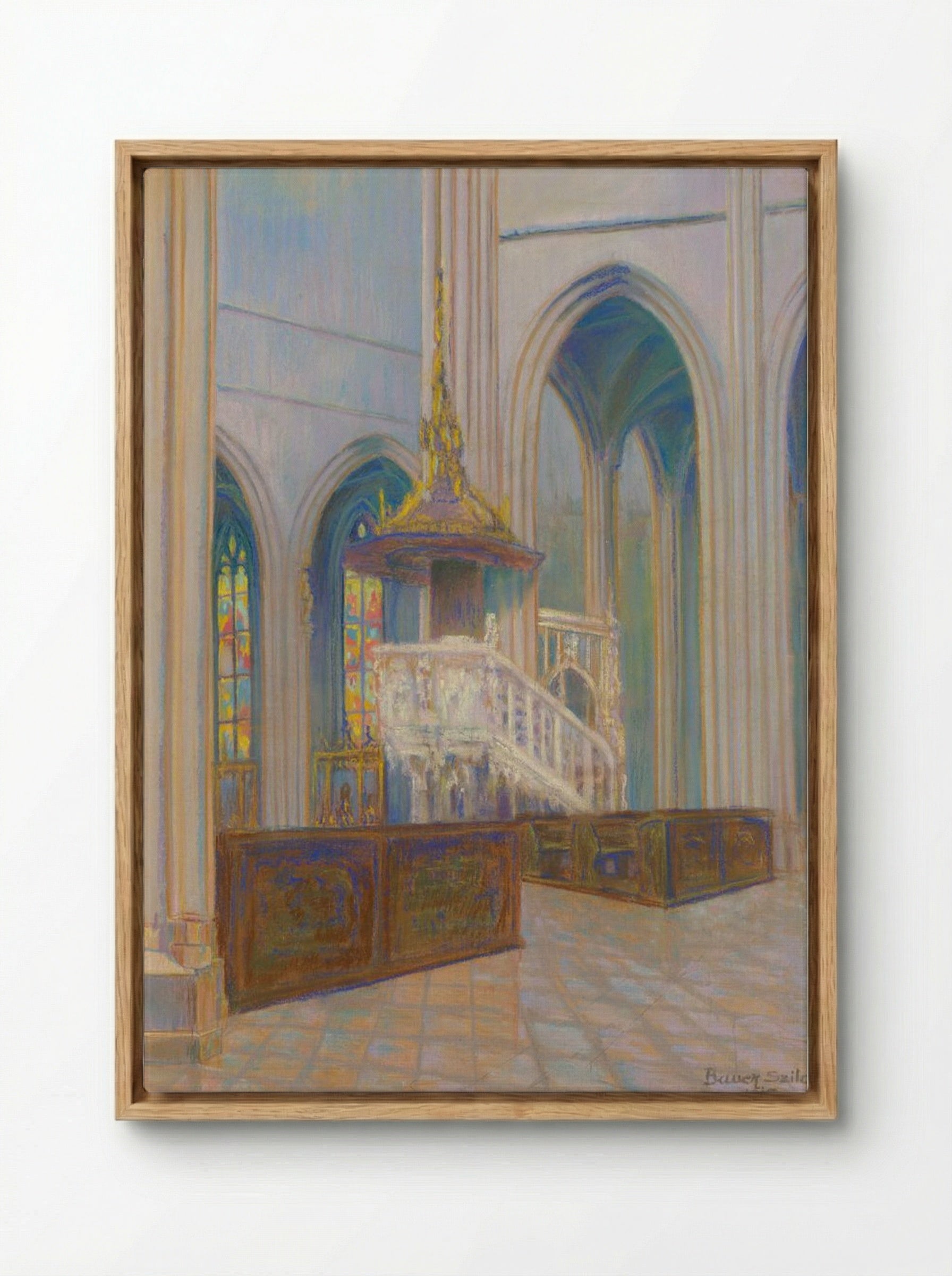 Cathedral Interior - Konstantin Bauer - Framed Canvas Wood