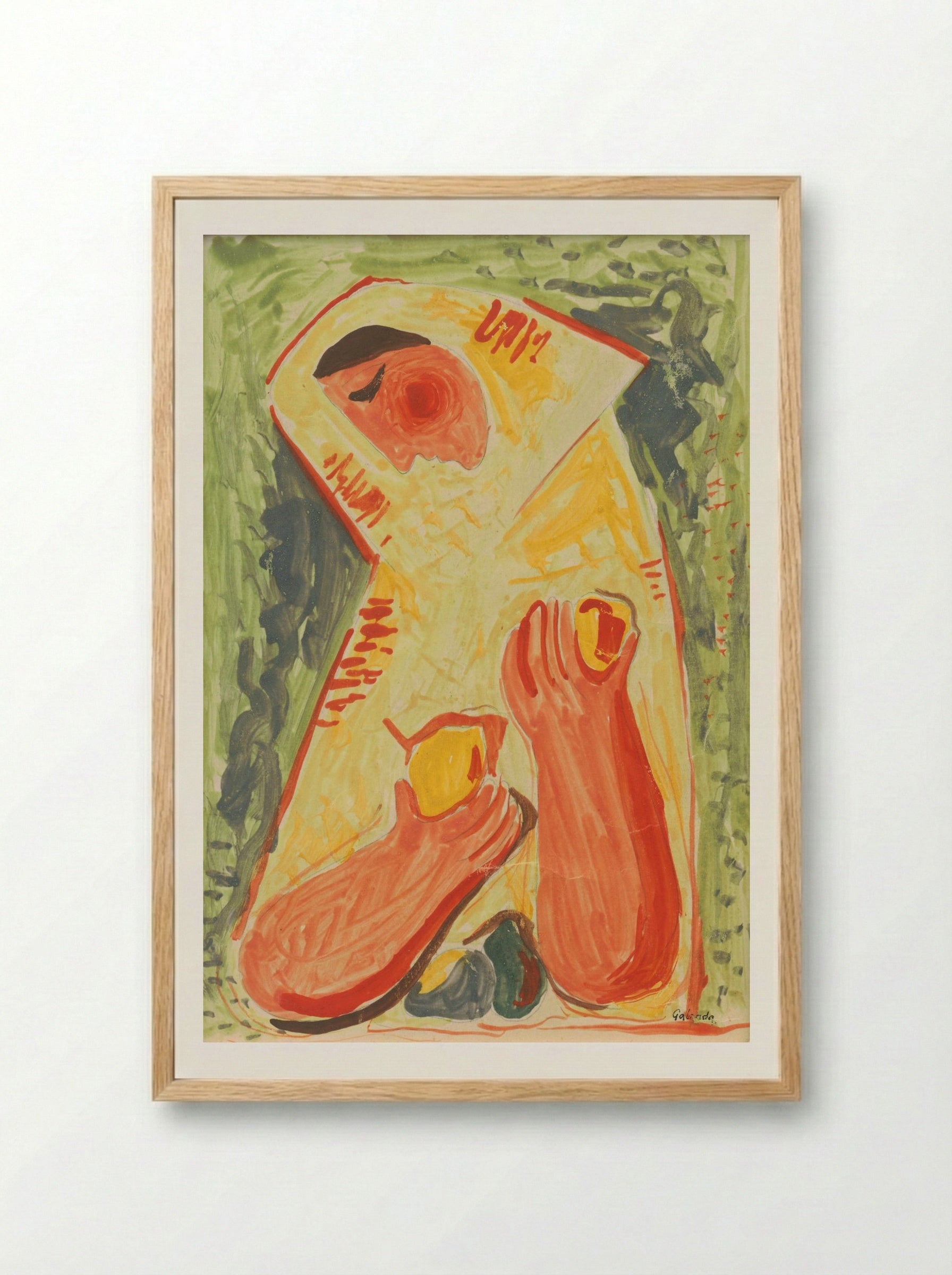 Woman with Fruit - Mikuláš Galanda - Framed Print Wood