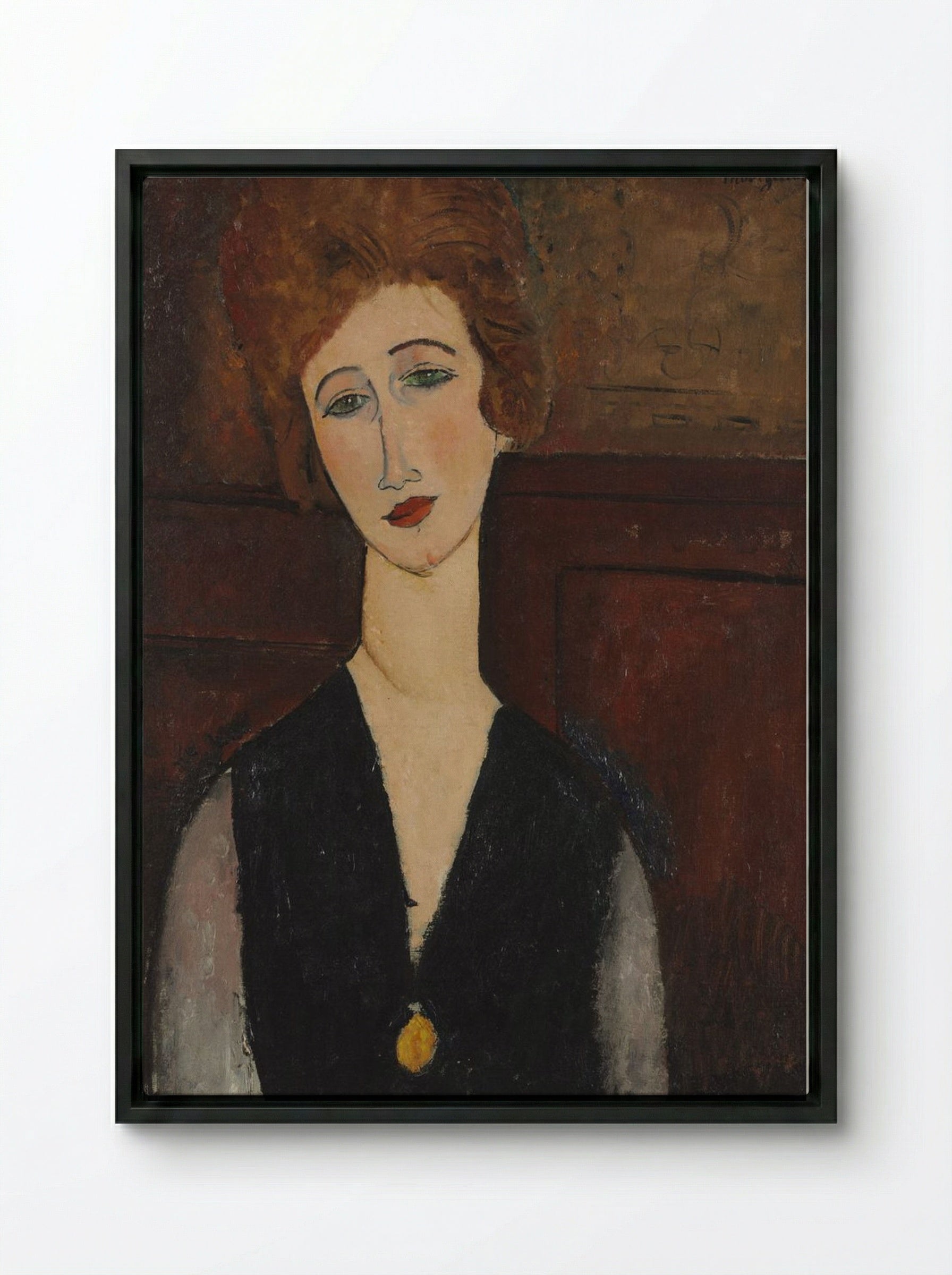 Portrait of a Woman - Amedeo Modigliani - Framed Canvas Black