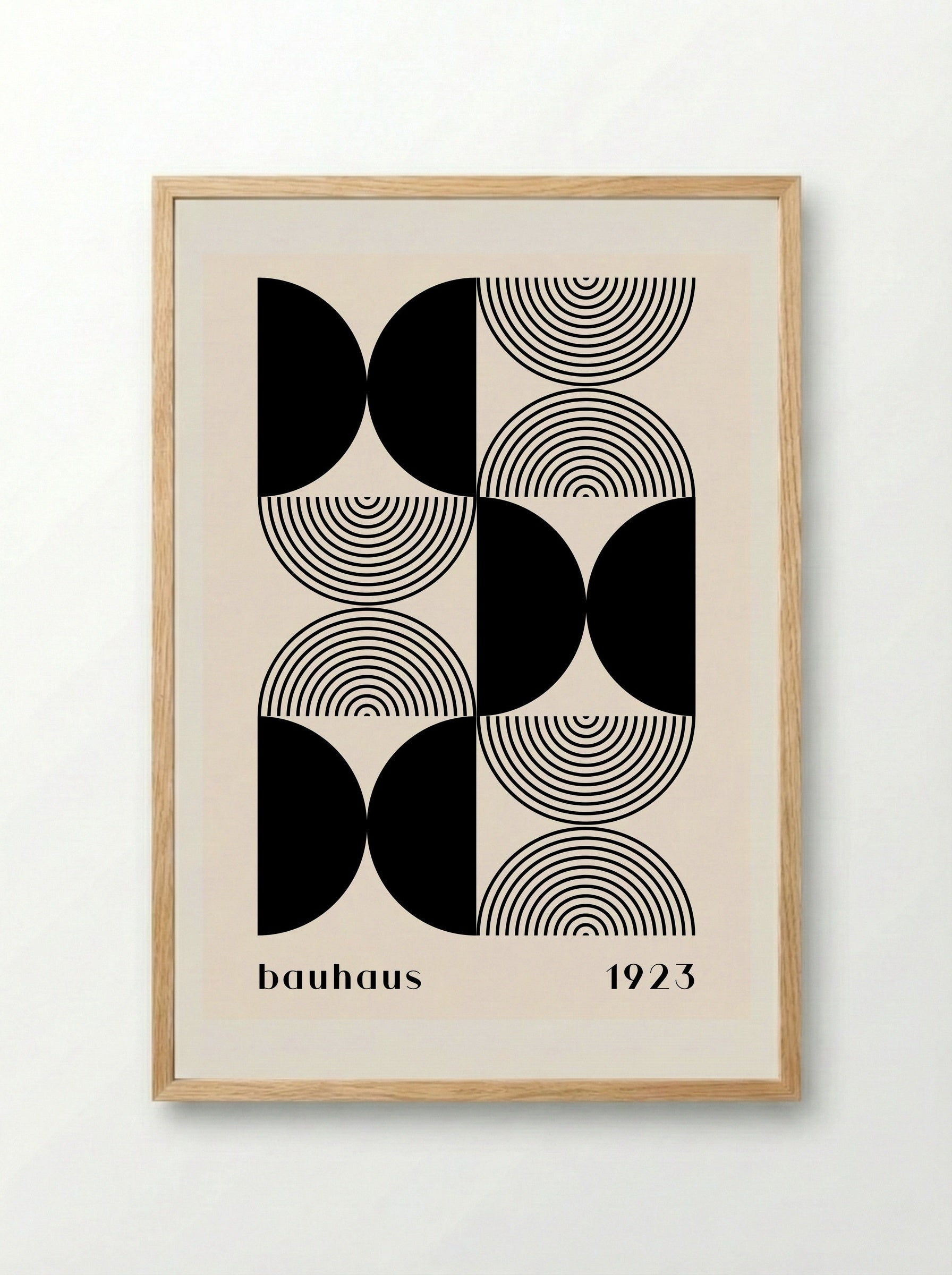 Bauhaus Halves & Lines – Black and Cream (1923) - Framed Print Wood