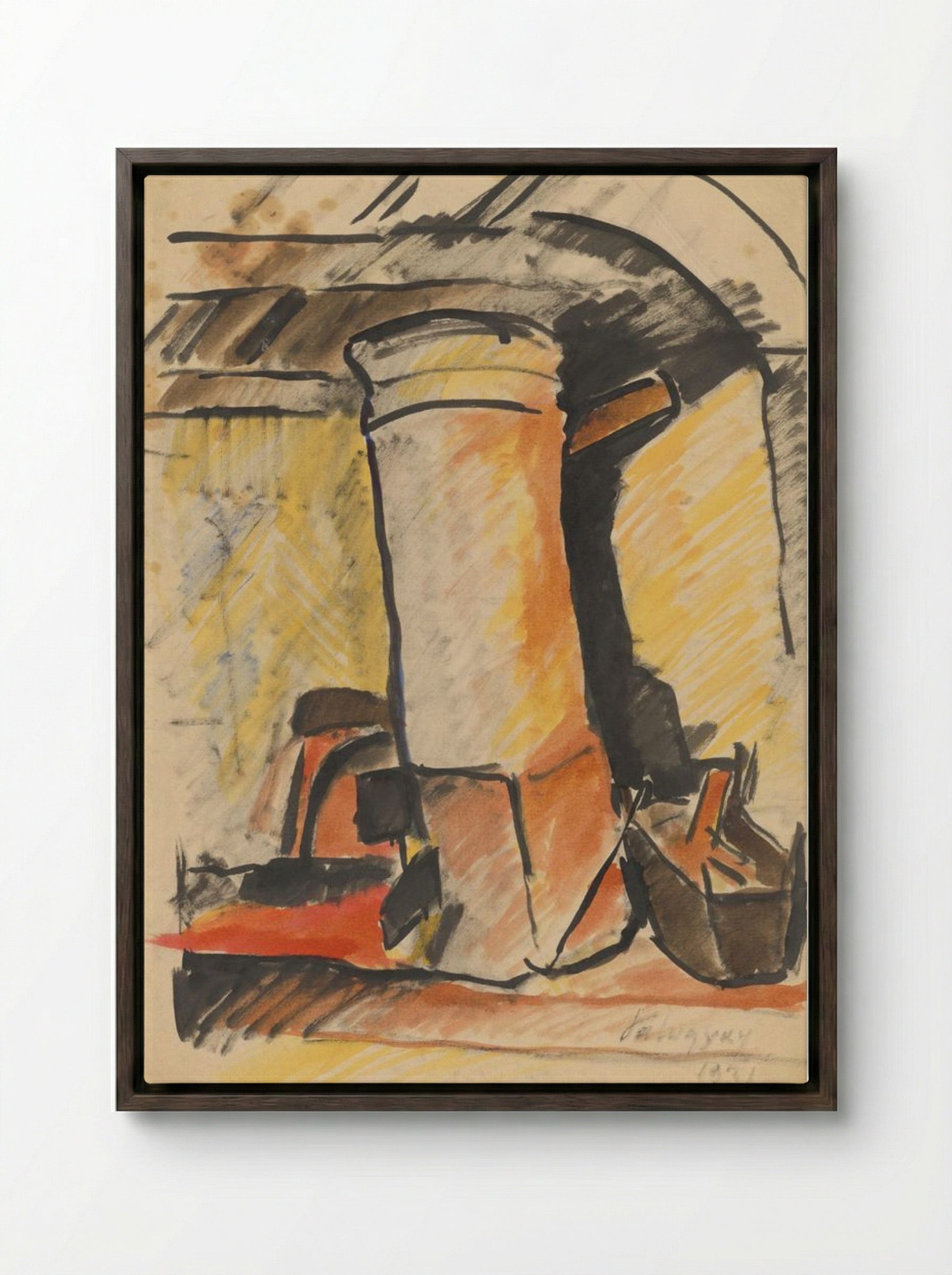 Study for a Still Life (Pitcher and Vessels) - Zolo Palugyay - Framed Canvas Dark Wood