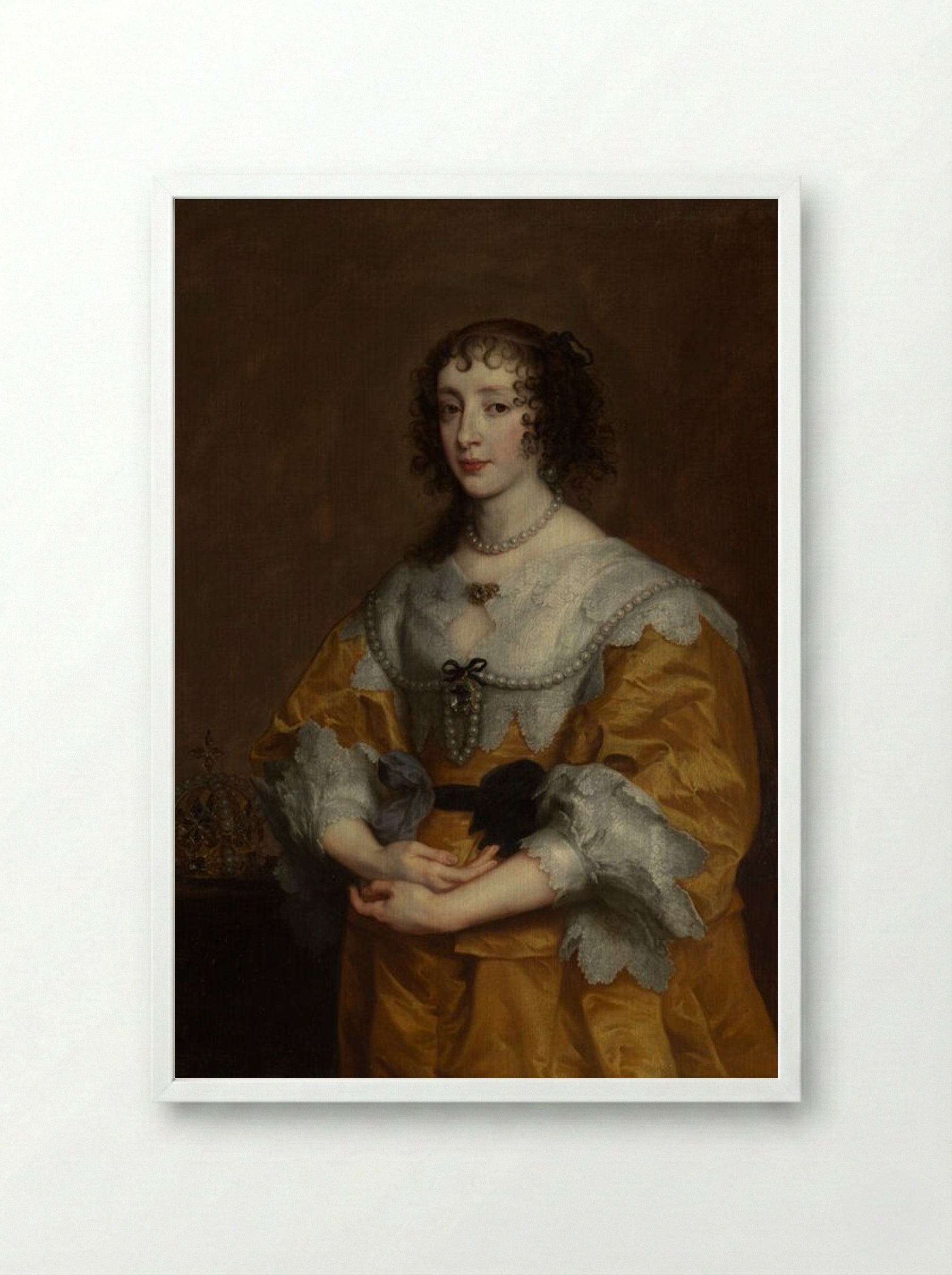 Queen Henrietta Maria - Anthony van Dyck - Framed Print White