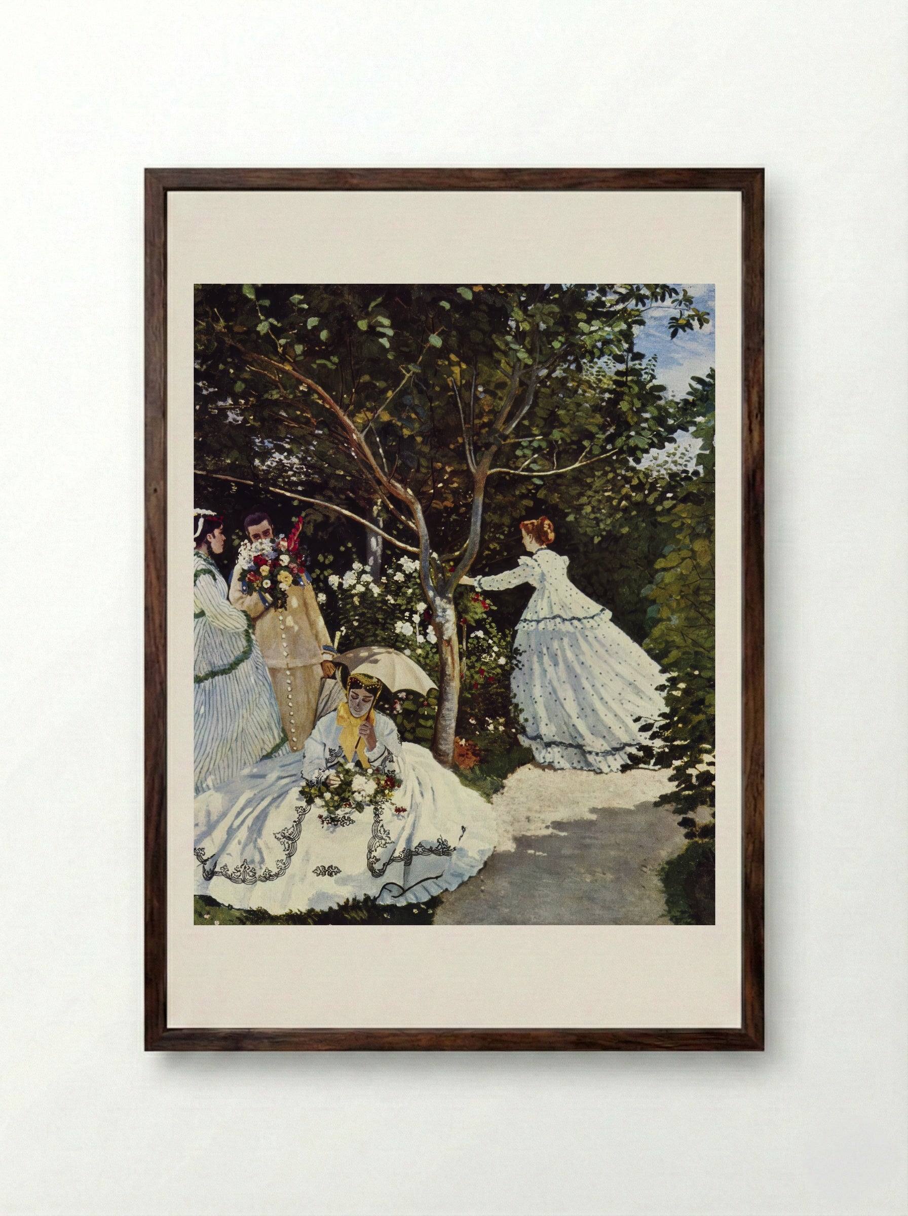 Women in the Garden - Claude Monet - Framed Print Dark Wood