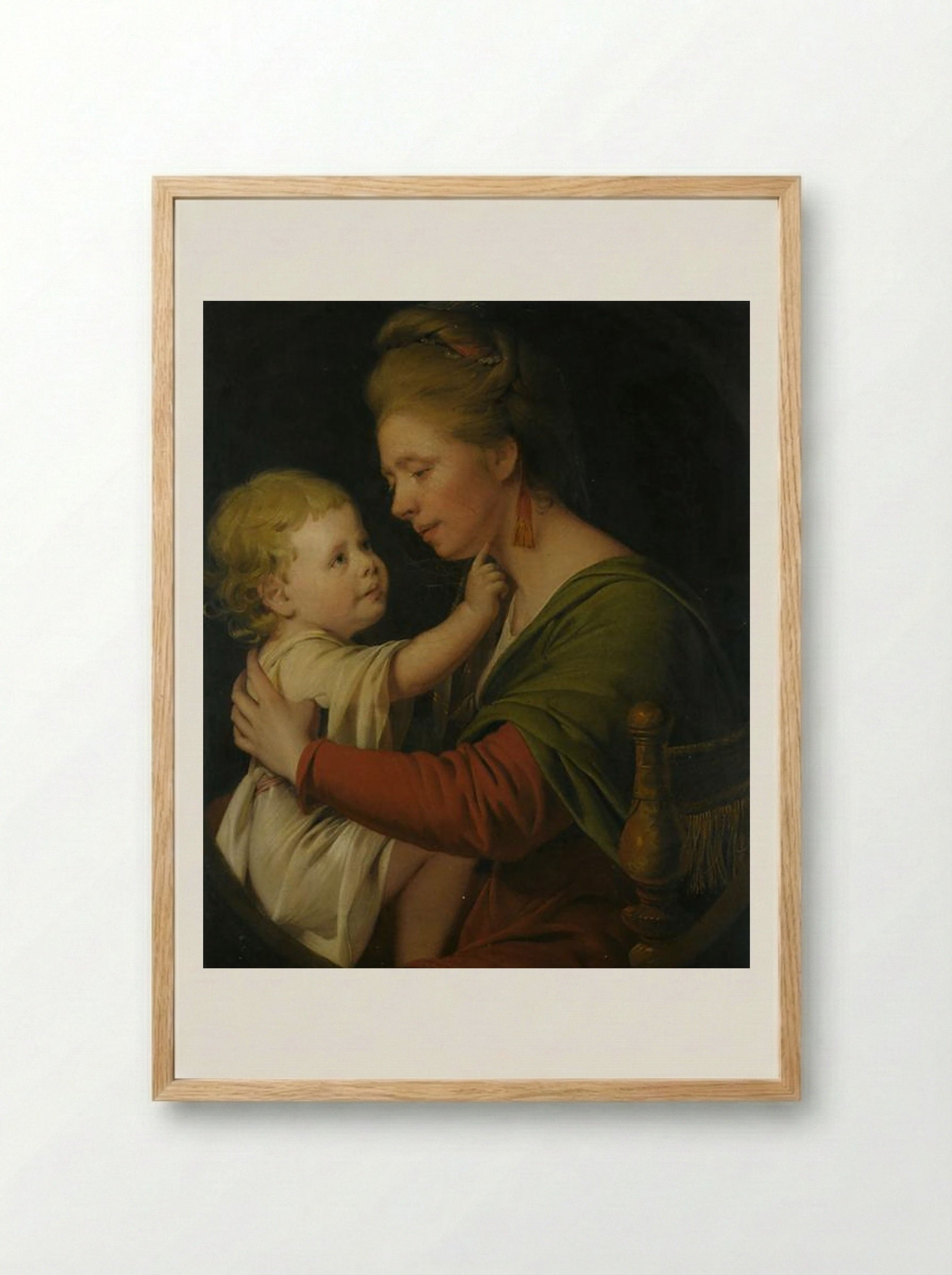 Portrait of Jane Darwin and her son William Brown Darwin - Joseph Wright - Framed Print Wood