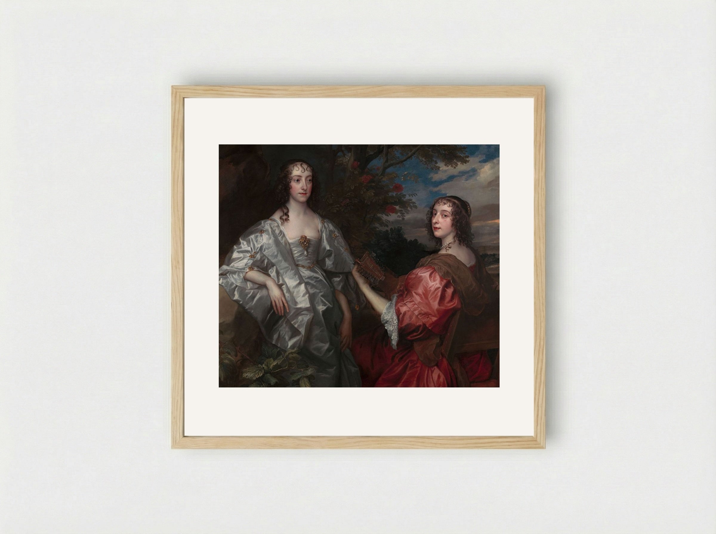 Katherine, Countess of Chesterfield, and Lucy, Countess of Huntingdon - Sir Anthony van Dyck - Framed Print Wood