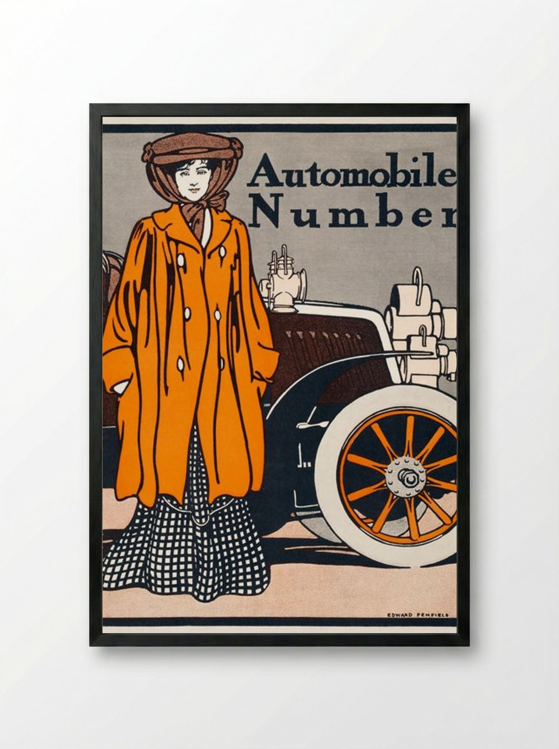 Automobile Number - Edward Penfield - Framed Print Black