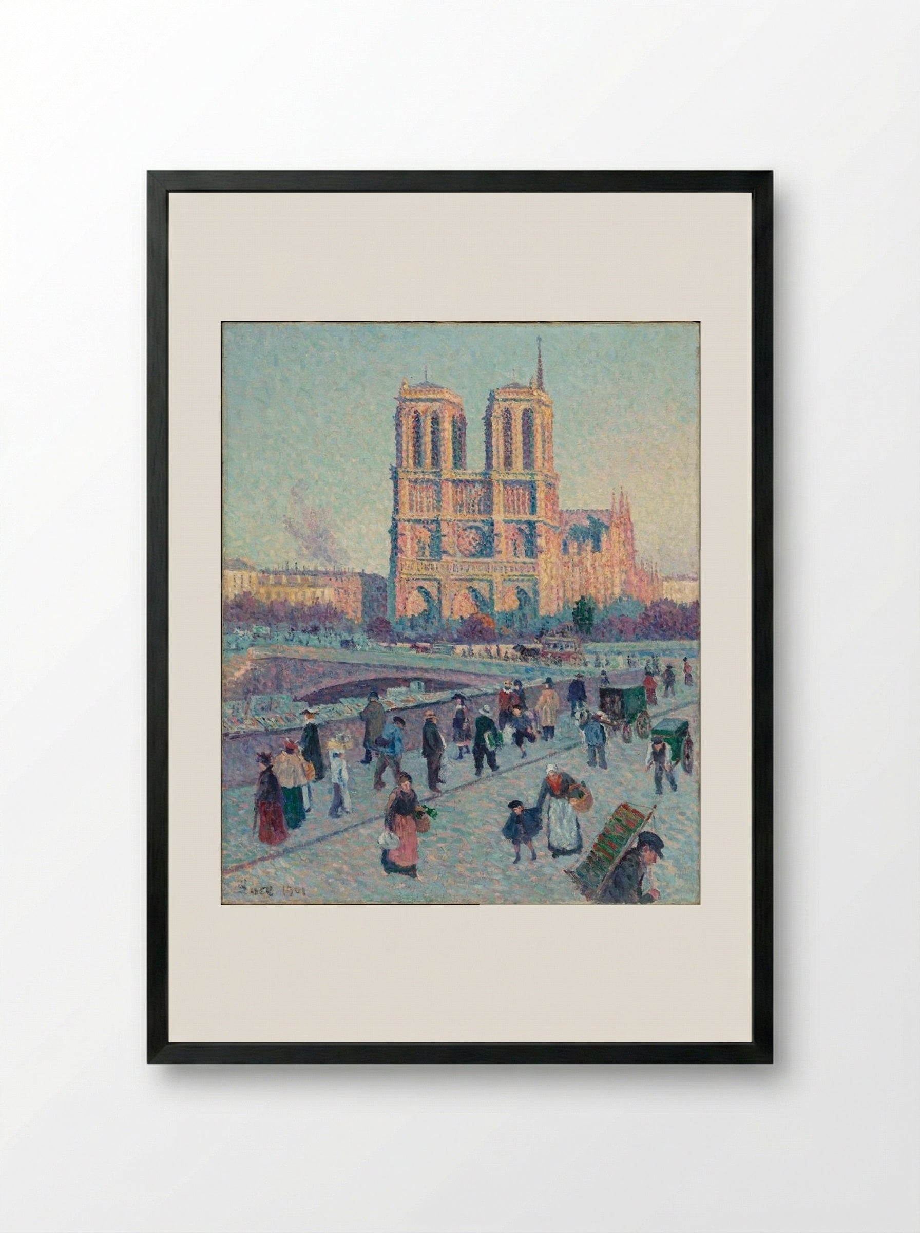 Le Quai Saint-Michel et Notre-Dame - Maximilien Luce - Framed Print Black