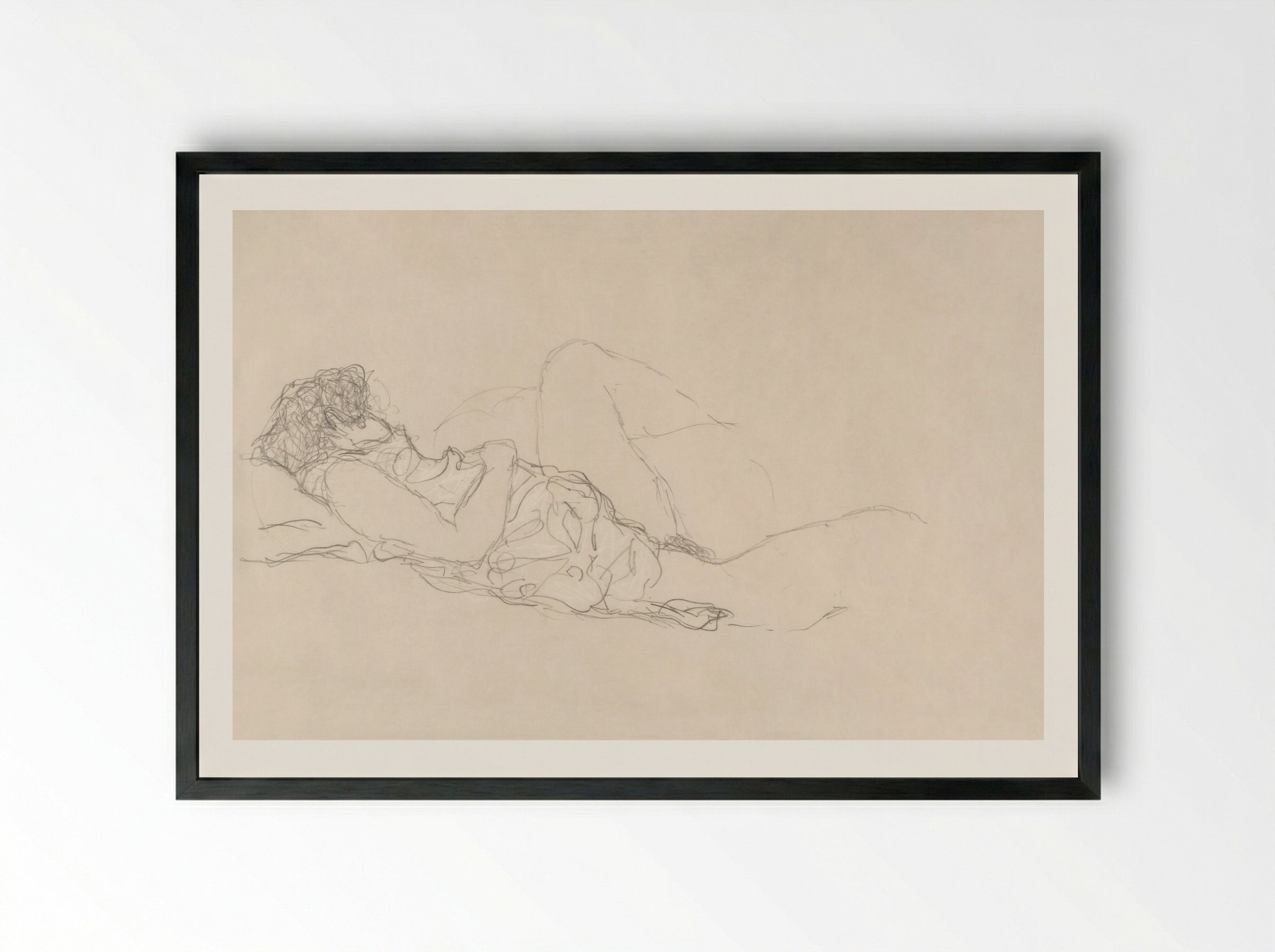 Sleeping Woman - Gustav Klimt - Framed Print Black
