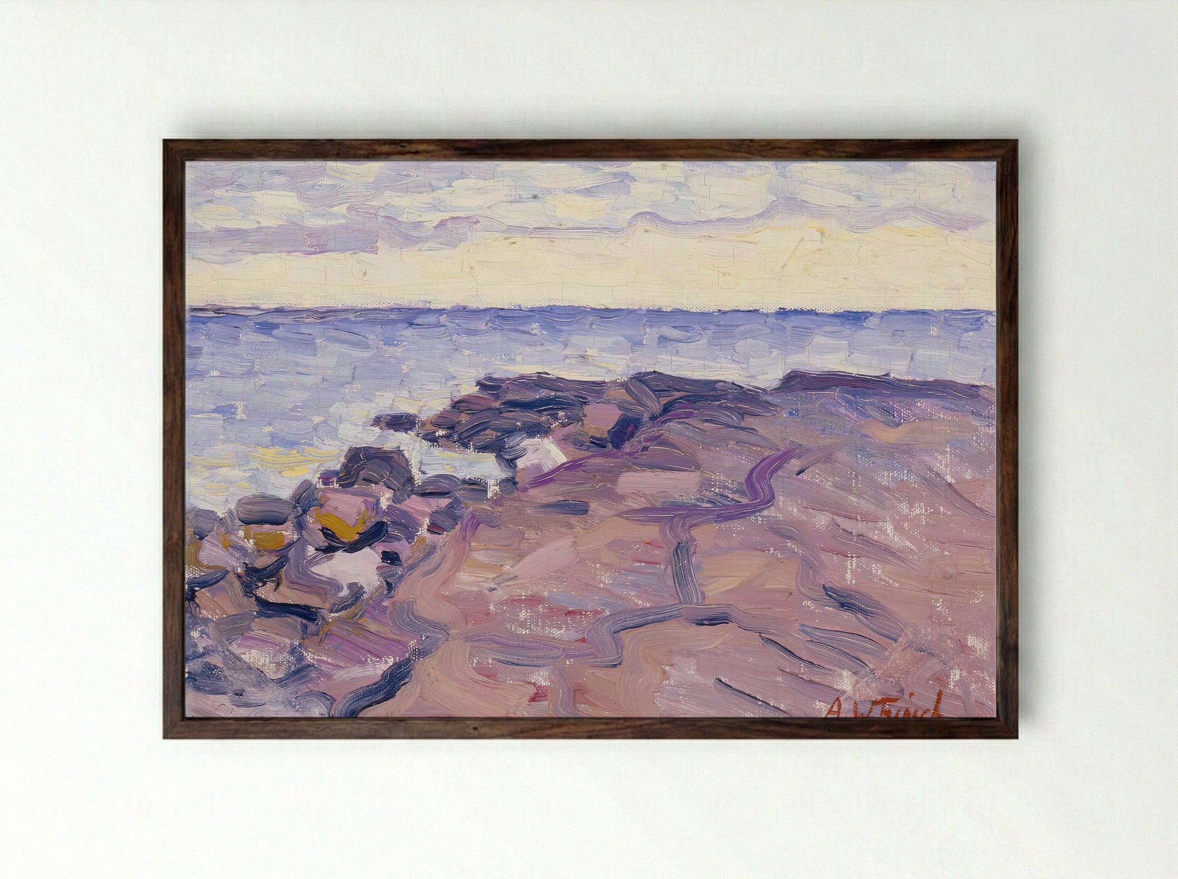 Rantakallioita (Coastal Rocks) - Alfred William Finch - Framed Print Dark Wood