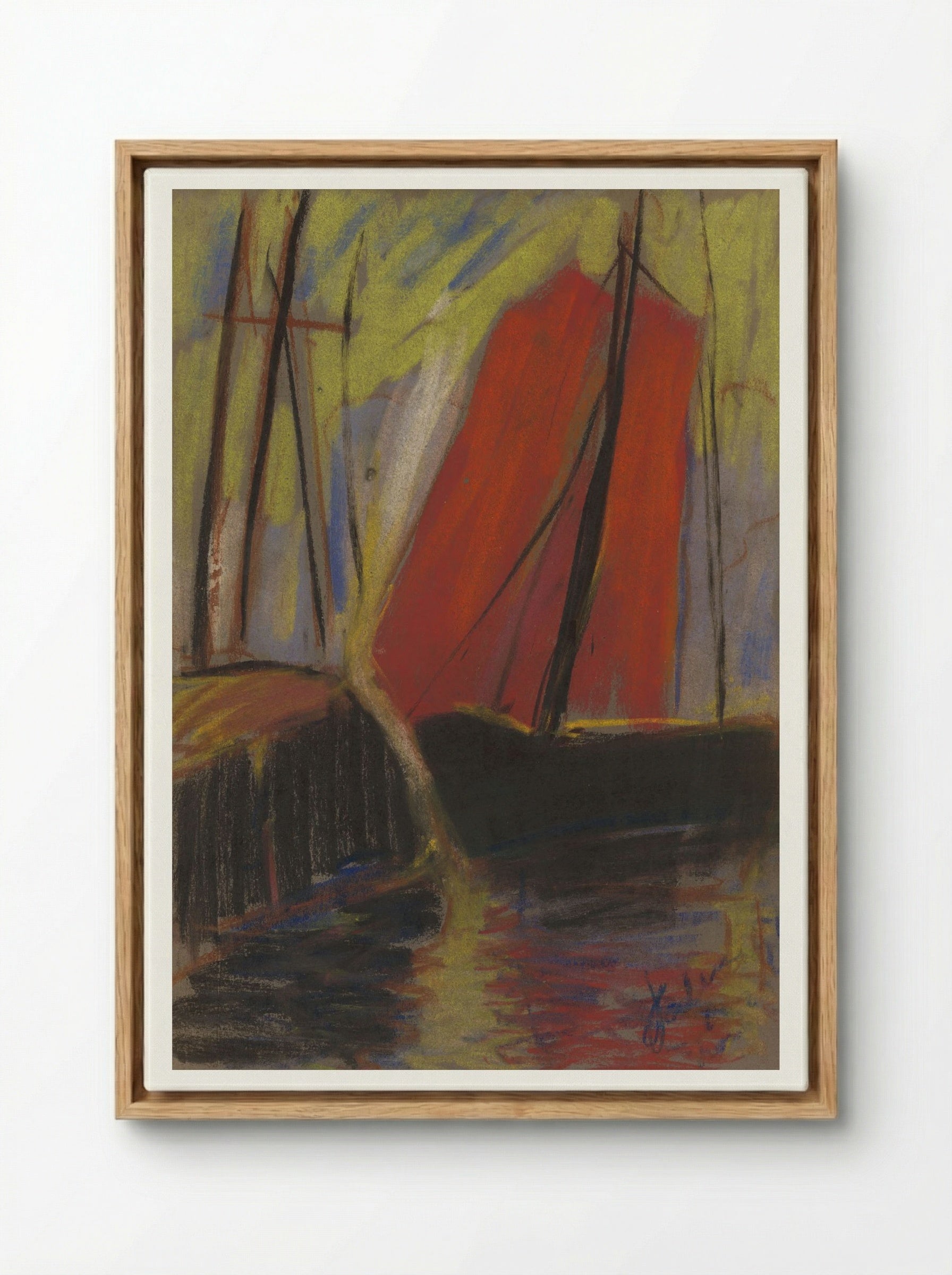 Red Yacht - Zolo Palugyay - Framed Canvas Wood