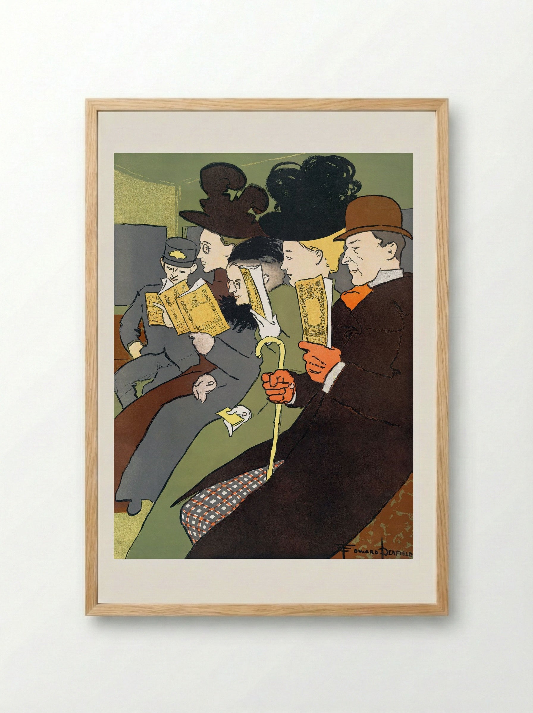 People Reading Books - Edward Penfield - Framed Print Wood