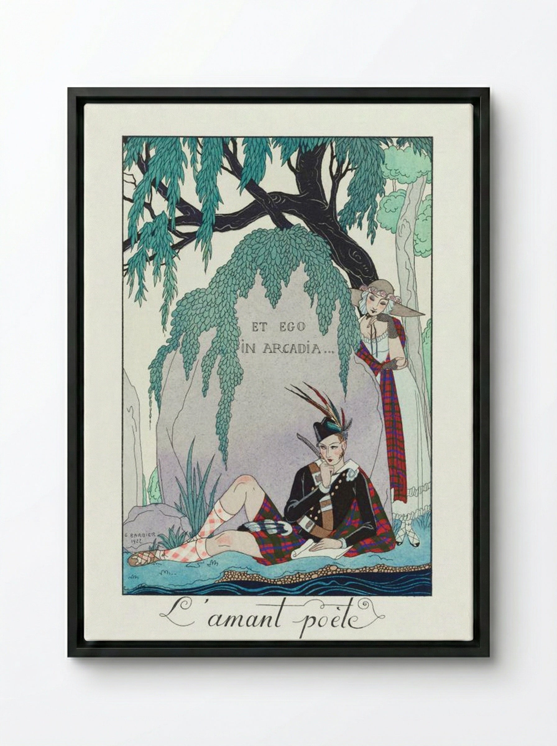 L'Amant Poète - George Barbier - Framed Canvas Black